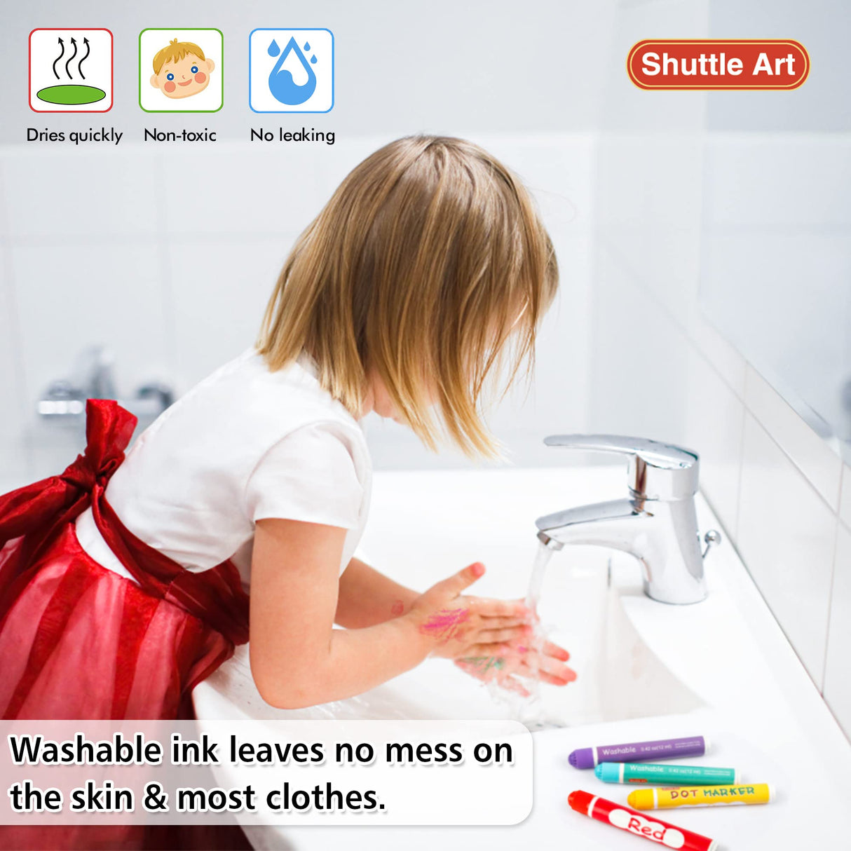 Shuttle Art Washable Dot Markers 36 Colors with Free Activity Book, Fun Art Supplies for Kids Toddlers and Preschoolers, Non Toxic Water-Based Paint Shuttle Art