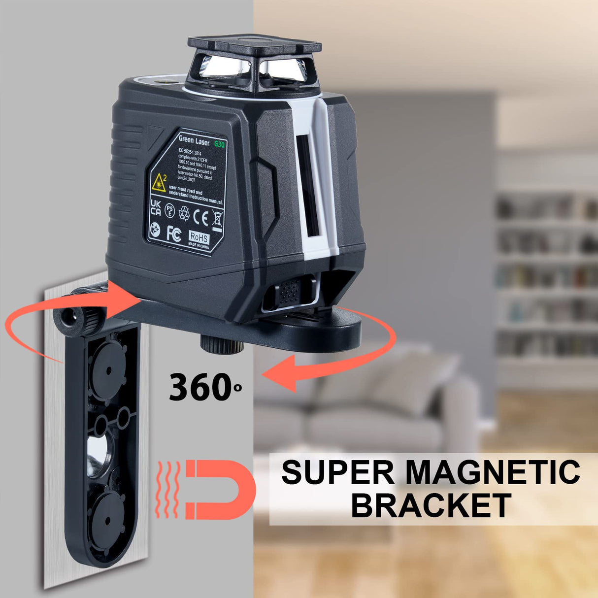 Firecore Laser Level with Tripod, 82Ft Green Self Leveling 360°Cross Line Laser Level for Picture Hanging Construction Indoor Project, Magnetic Firecore