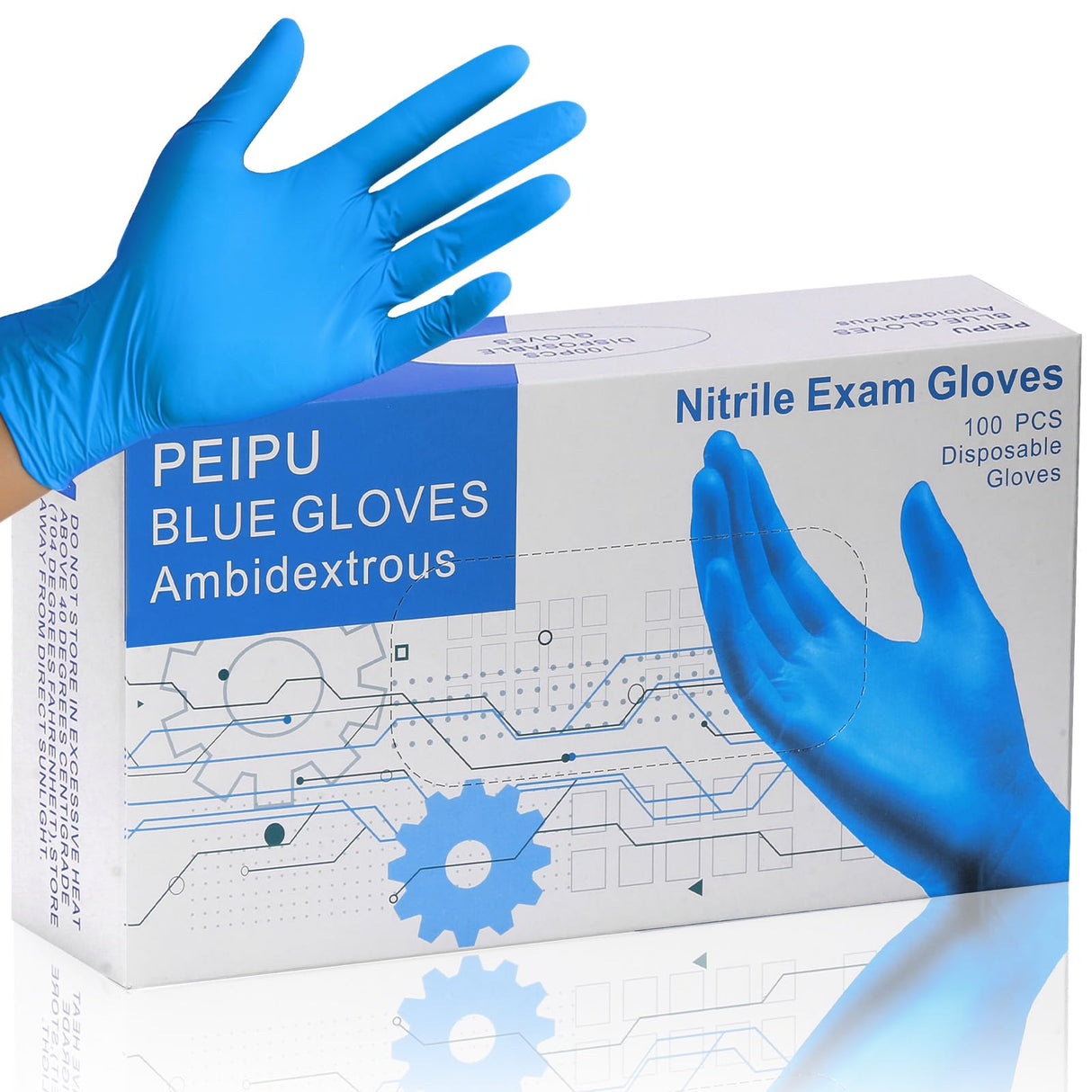 PEIPU Nitrile Gloves Disposable Gloves (Medium, 100-Count), 4 Mil,Powder Free, Cleaning Service Gloves, Latex Free PEIPU