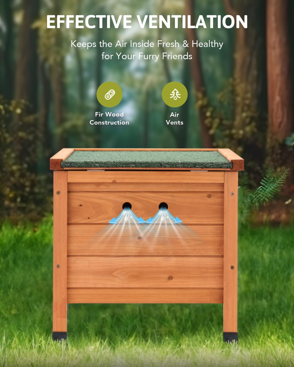 CO-Z Outdoor Cat House, Weatherproof Rabbit Hutch Hideout Indoor Bunny Cage, Wooden Outside Shelter for Feral Cats, Rabbits, Chicken, Small Animal, CO-Z