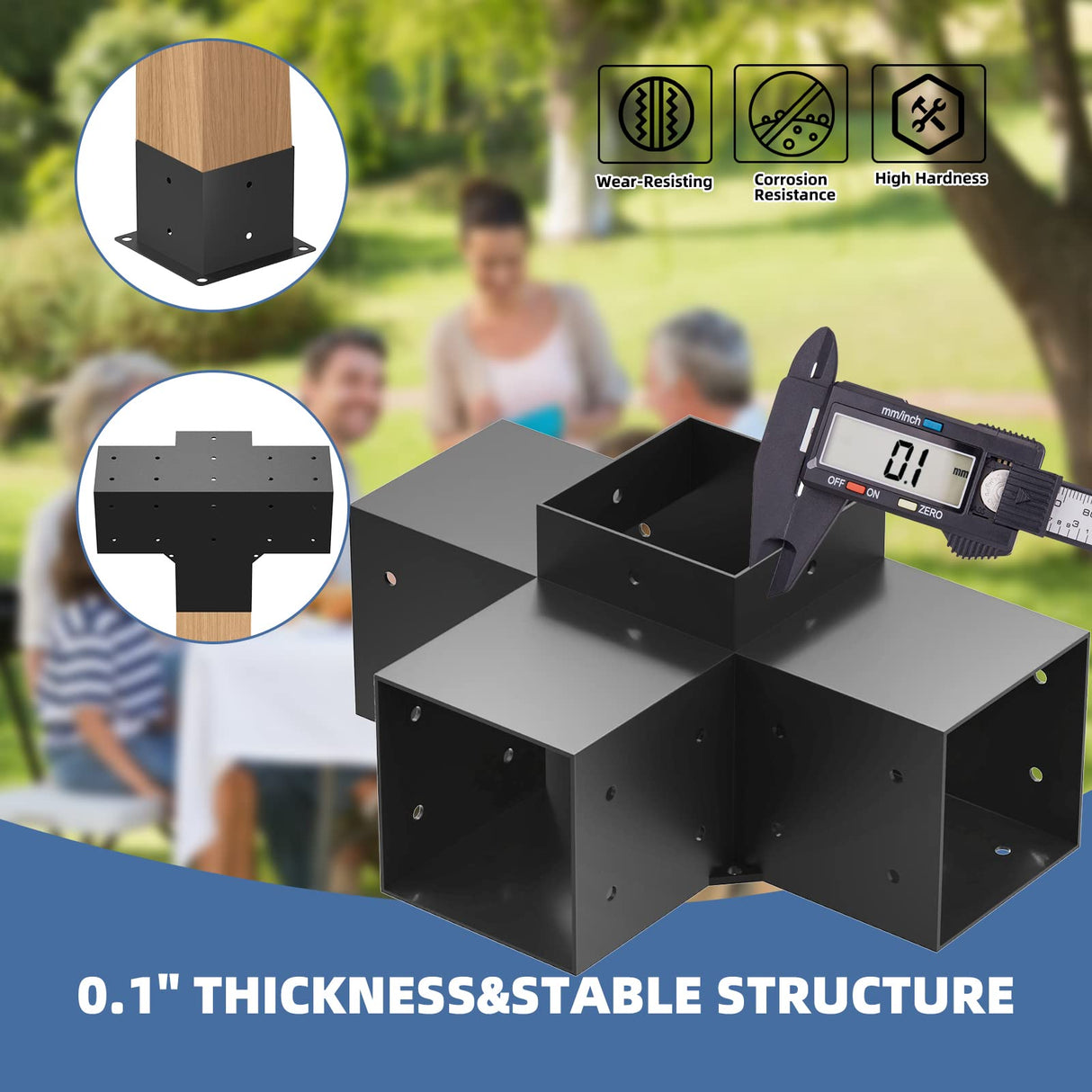 Tocretoare Pergola Kit, Woodworks Pergola Brackets 6" x 6" (Actual: 5.5x5.5 Inch), 2 Pack 4-Way Right Angle Corner Brackets, Powder-Coated Pergola TOCRETOARE