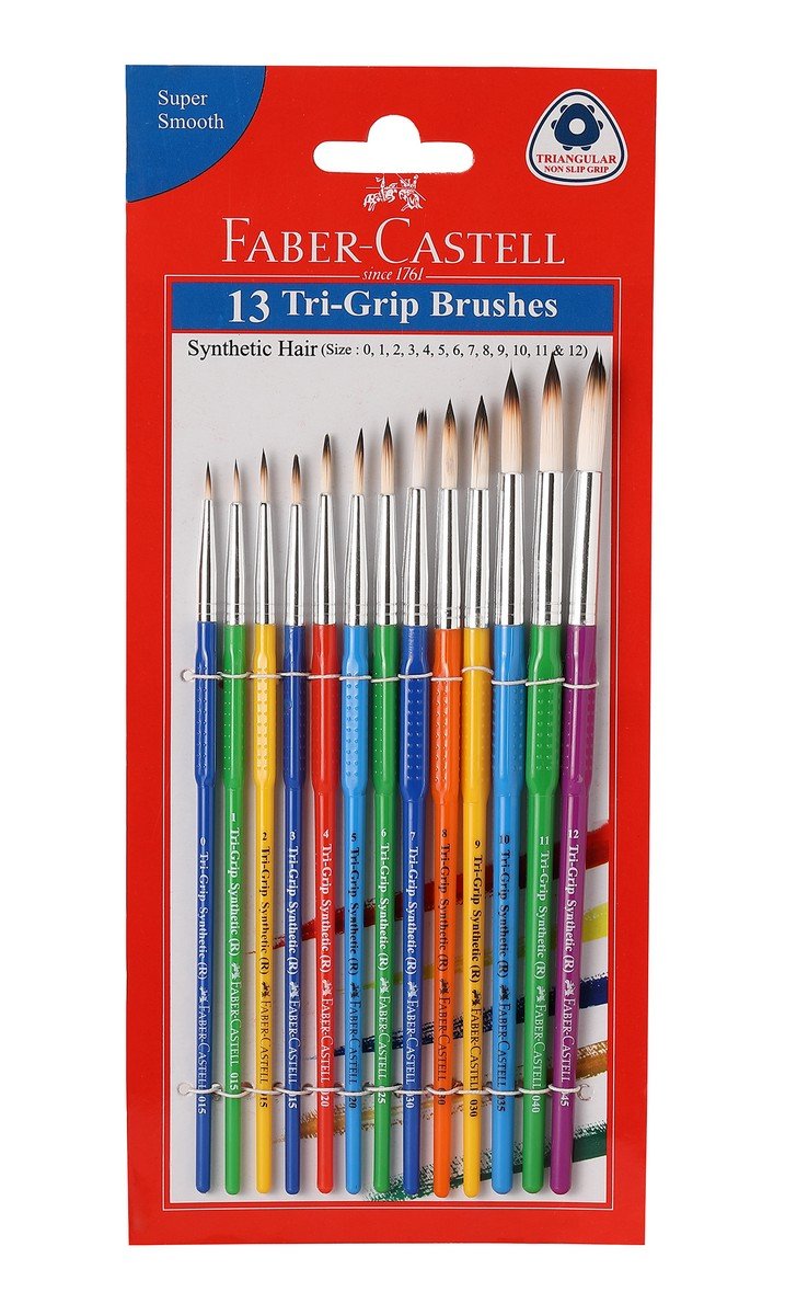 A.W.Faber-Castell I Pvt Ltd Tri-Grip Synthetic Hair Round Assorted Paint Brush, Set of 13 Faber-Castell