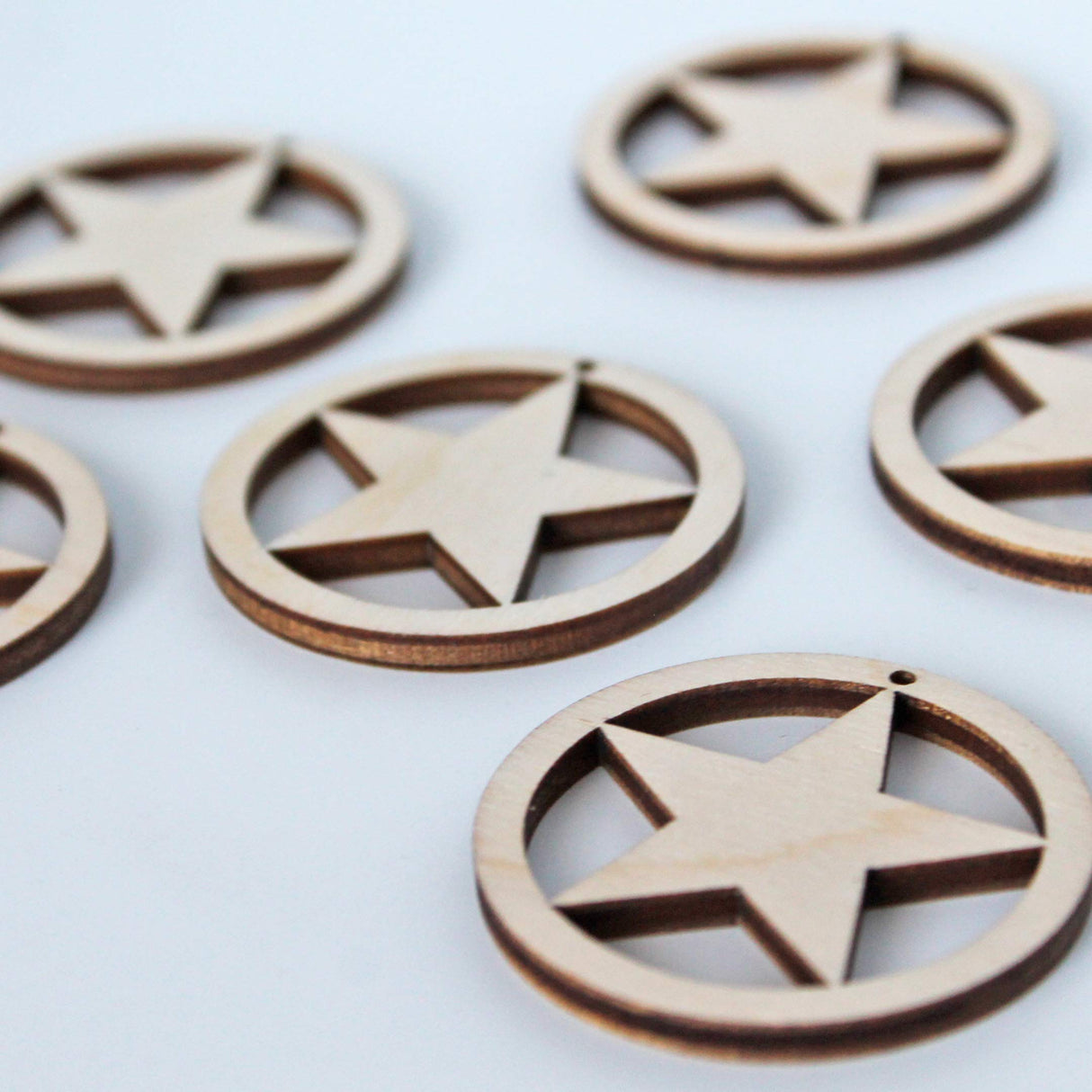 ALL SIZES BULK (12pc to 100pc) Unfinished Wood Laser Cutout Hoop Circle Star Dangle Earring Jewelry Blanks Shape Crafts Made in Texas Texan Wood Crafts