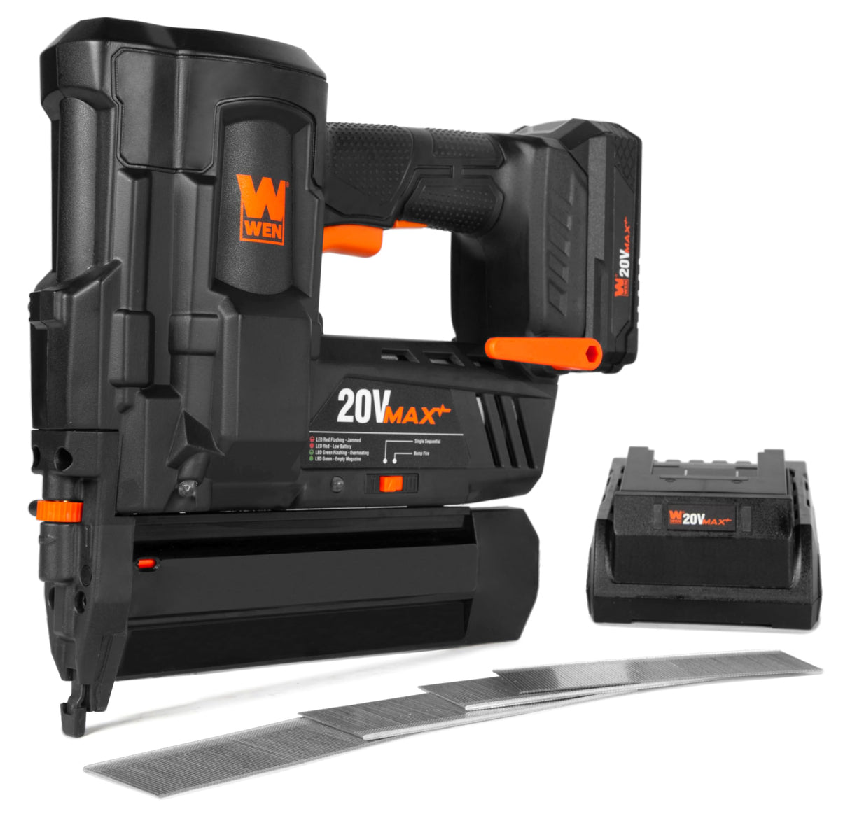 WEN 20V Max Cordless 18-Gauge Brad Nailer with 2.0Ah Battery and Charger (20512) WEN