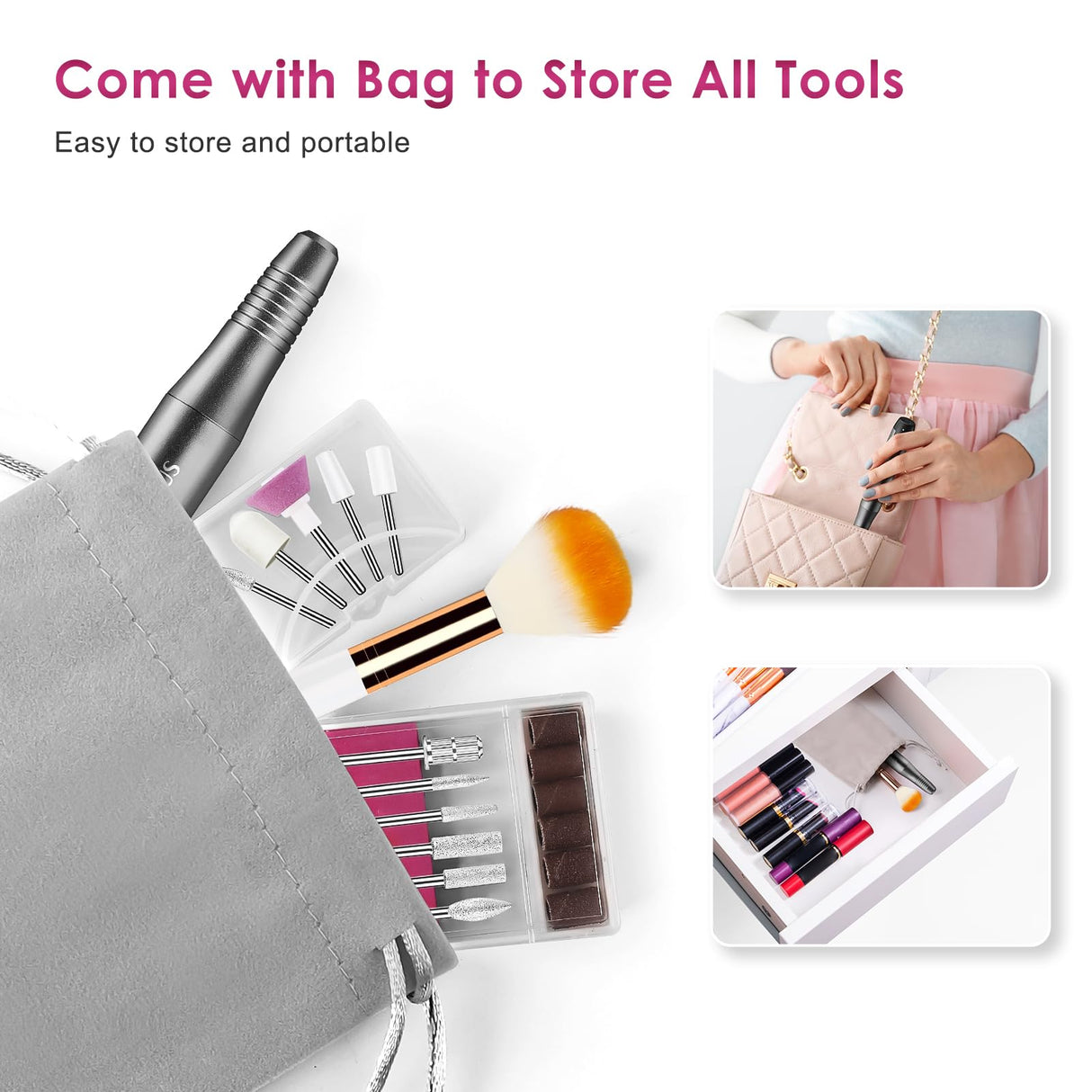 COSLUS Cordless Nail Drill Electric File: Professional for Acrylic Gel Dip Powder Nails Portable Nail Drill Machine Kit for Manicure Pedicure Nail COSLUS