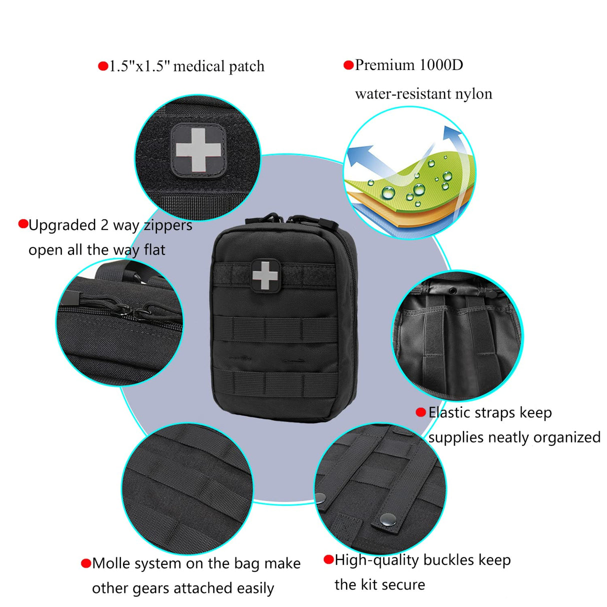 Carlebben EMT Pouch MOLLE Ifak Pouch Tactical MOLLE Medical First Aid Kit Utility Pouch (With Medical Supplies) Carlebben