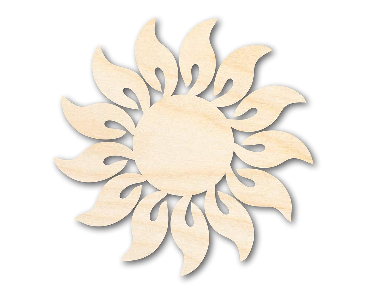 Unfinished Wood Radiant Sun Silhouette | Summer | Celestial | Craft Cutout | up to 36" 4" / 1/8" 24 Hour Crafts