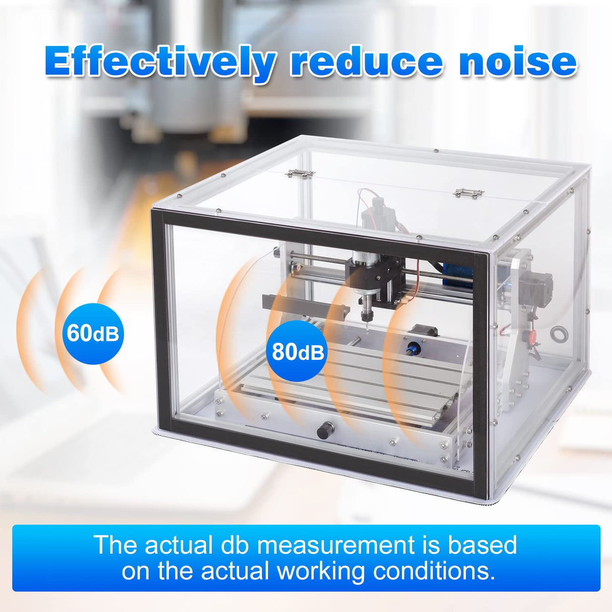 Acrylic CNC Enclosure 510 x 455 x 335 mm, Enhanced Protection, Dustproof,Cleaning, Noise Reduction, Compatible with CNC Router Machine 3018 Zhong Hua Jiang