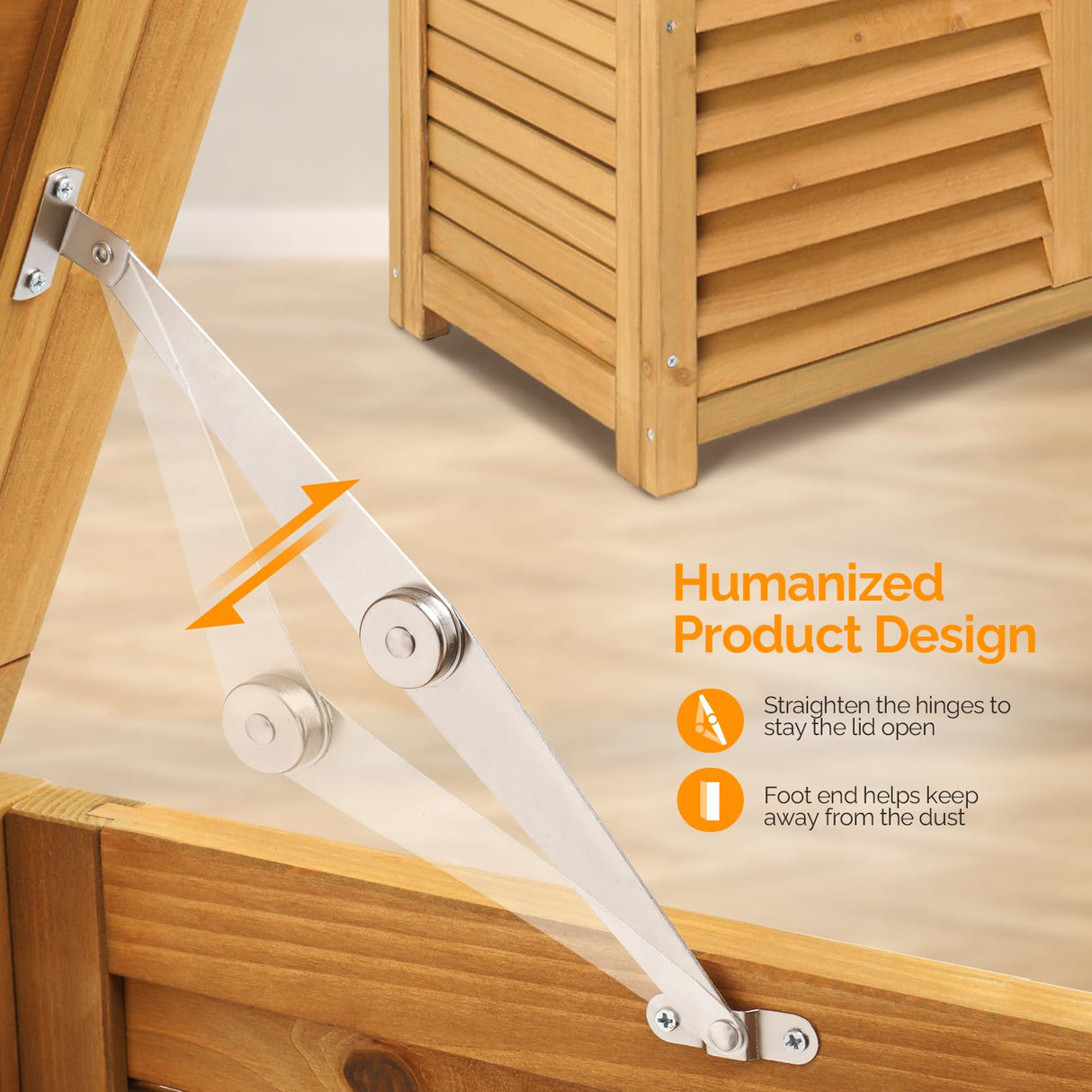 VINGLI 47 Gallon Wood Deck Box, Outdoor Storage Box for Tools, Toys, Patio Storage Bench Container for Backyard, Porch, Garden (Natural) VINGLI