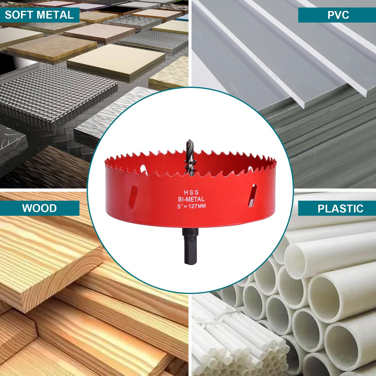 ALLWIN 4 Inch / 102mm Hole Saw for Wood, Plastic Board, Ceiling,Drywall, and Metal Sheet - HSS Bi-Metal Hole Cutter with Pilot Drill Bit ALLWIN