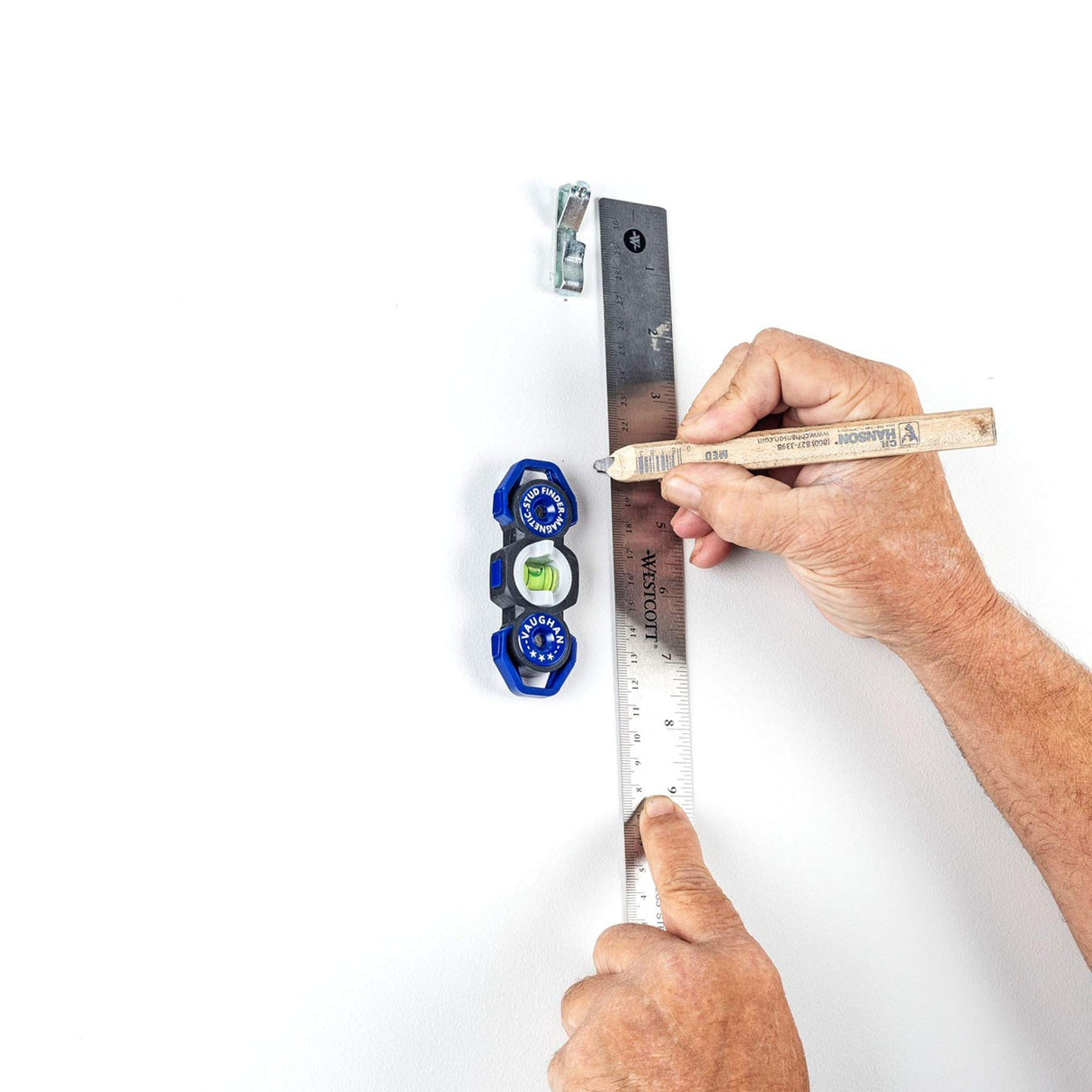 Vaughan Magnetic Stud Finder Leveler, Locate Screws, Nails, Metal Studs with Magnet, Level Tool, Drywall, Plaster, Blue - 050044 Small Vaughan