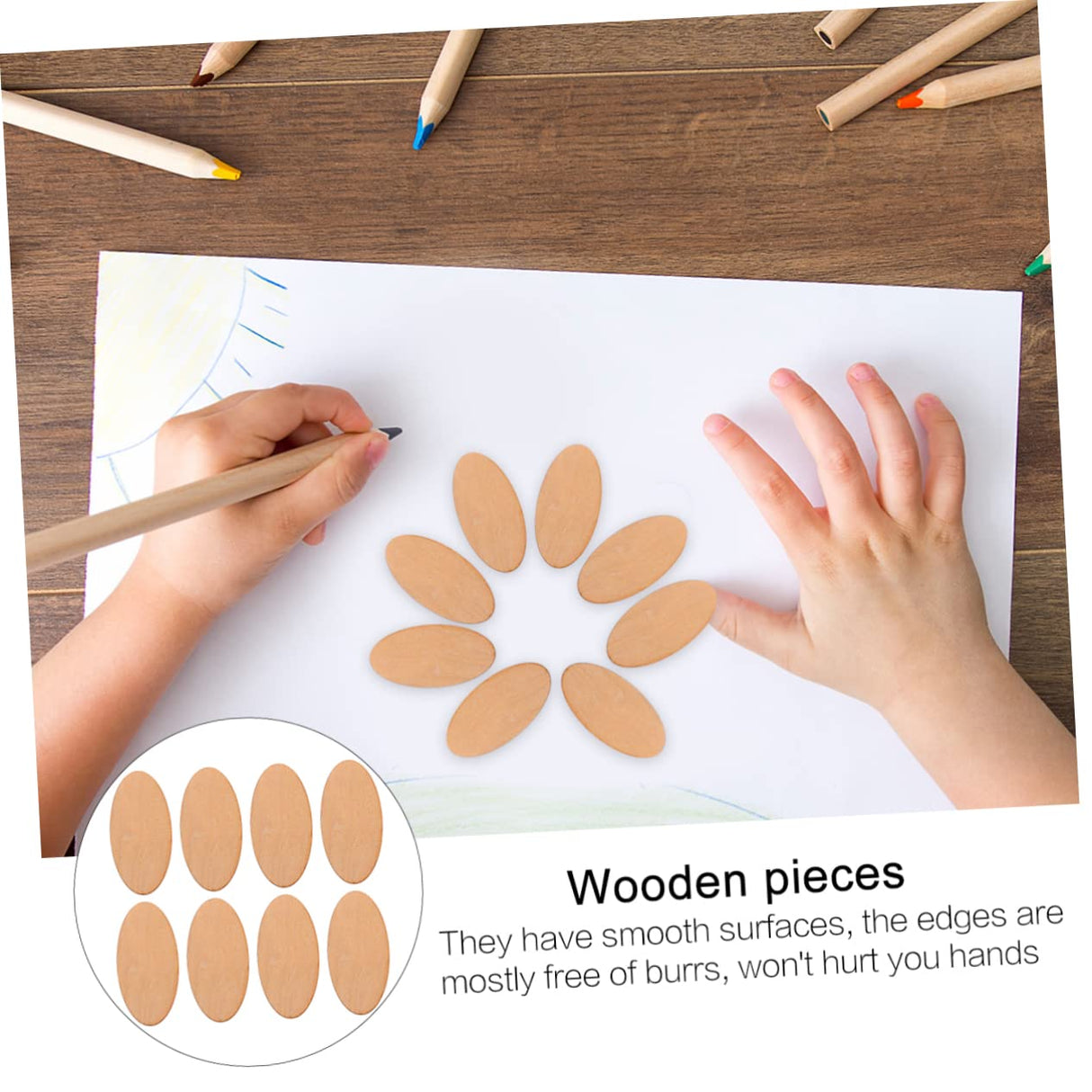 20pcs Pieces Oval Wood Trim Oval Wood Embellishments DIY Christmas Wooden Ornaments Craft Supplies Wooden Oval Wood Cutouts to Paint Cutouts SEWOART