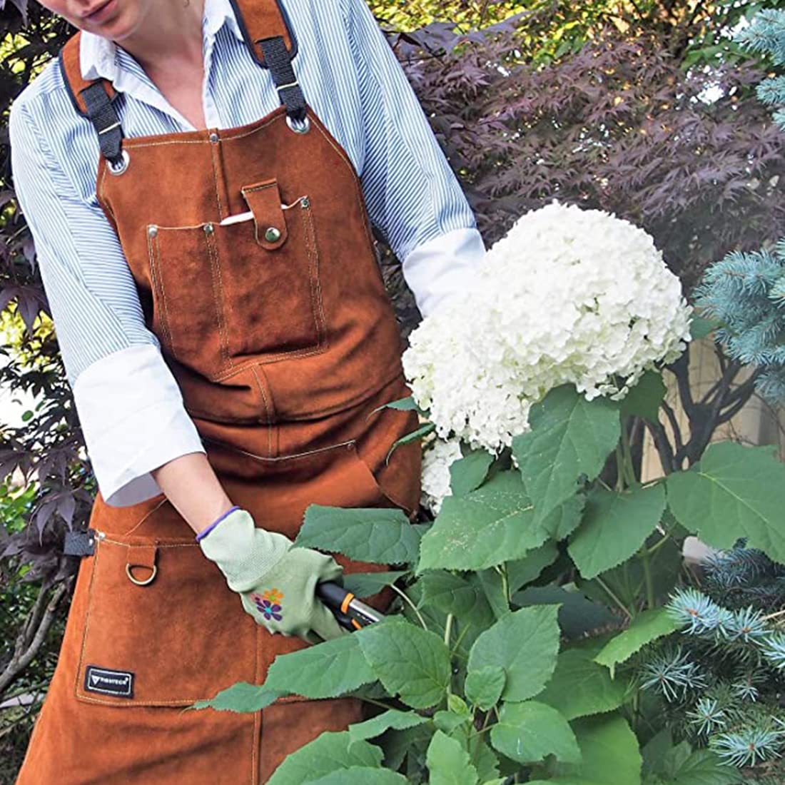 FIGHTECH® Leather Work Apron with Tool Pockets For Welding w Kevlar Stitching | Woodworking Shop | Adjustable M-XXL (Brown, Leather) FIGHTECH