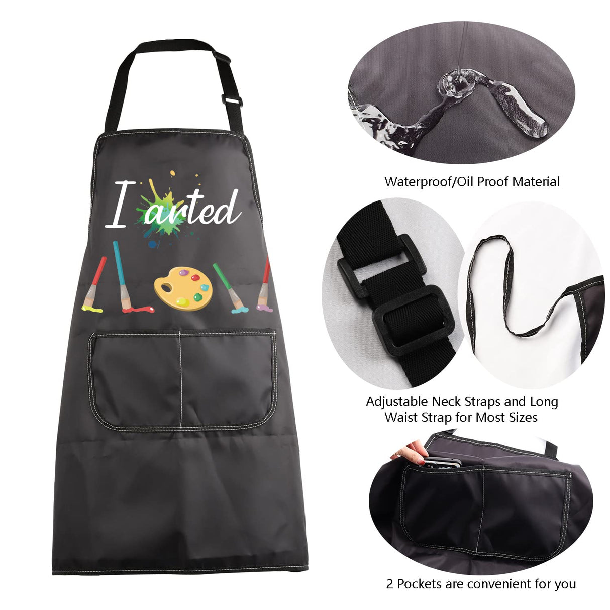 MBMSO Painting Artist Apron I Arted Apron Artist Painter Gifts Funny Art Teacher Student Gifts Apron Paint Lovers Gifts (I Arted Apron-black) MBMSO