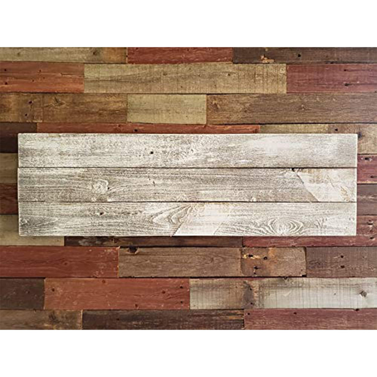 Rockin' Wood 3 Foot DIY Blank Rustic Weathered Reclaimed Natural Wood Sign with Sawtooth Hangers for Door or Porch Decor, Whitewash Rockin' Wood