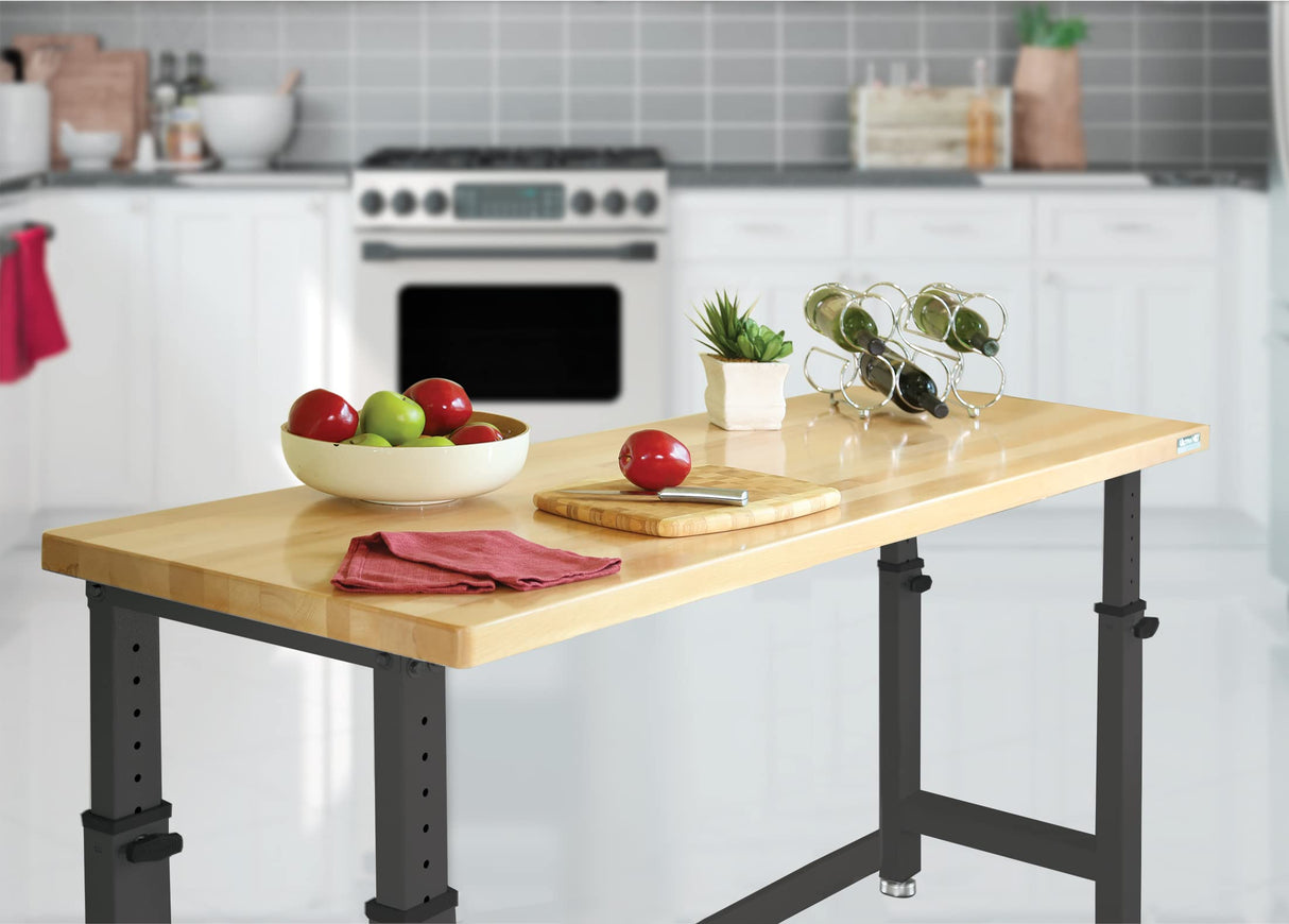 Seville Classics UltraHD Heavy Duty Commercial Height Adjustable Workbench w/Solid Wood Top, 1000 lbs. Weight Capacity for Garage, Warehouse, Seville Classics