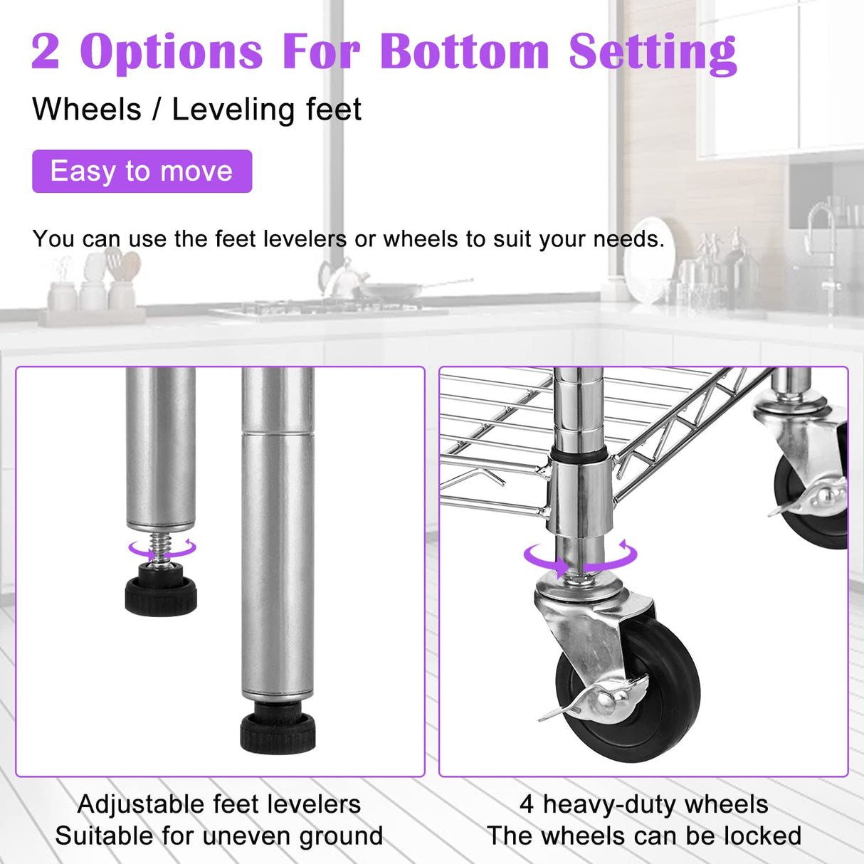 Storage Shelves 6-Tier Wire Shelving Unit Garage Shelving with Wheels 2100LBS Capacity,18" D x 48" W x 78" H Metal Shelves Storage Rack Heavy Duty Capacmkseh