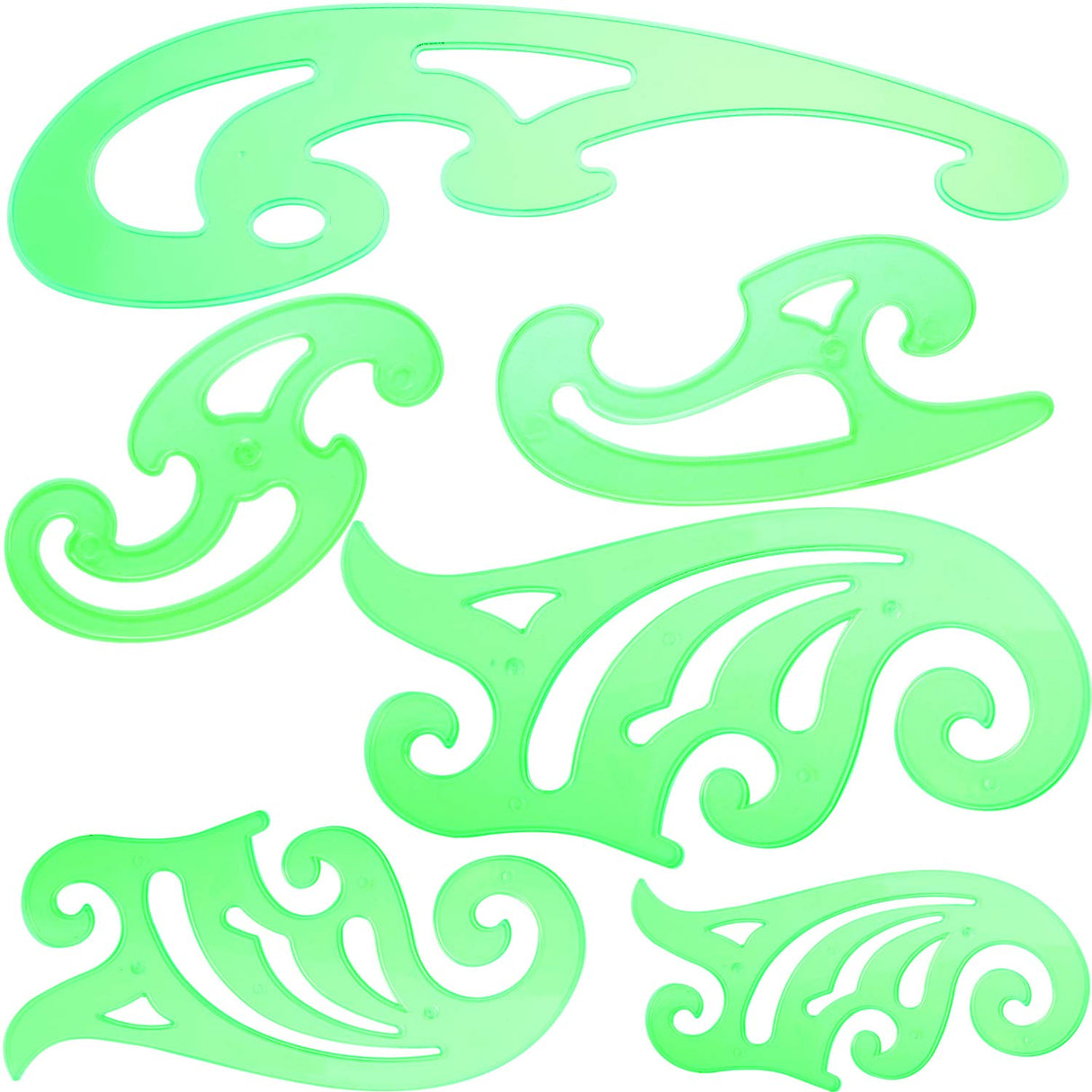 6 Pieces Plastic French Curve Ruler Multi-Function Comic Template Tool Set for Drafting Drawing Template, 6 Assorted Sizes TecUnite