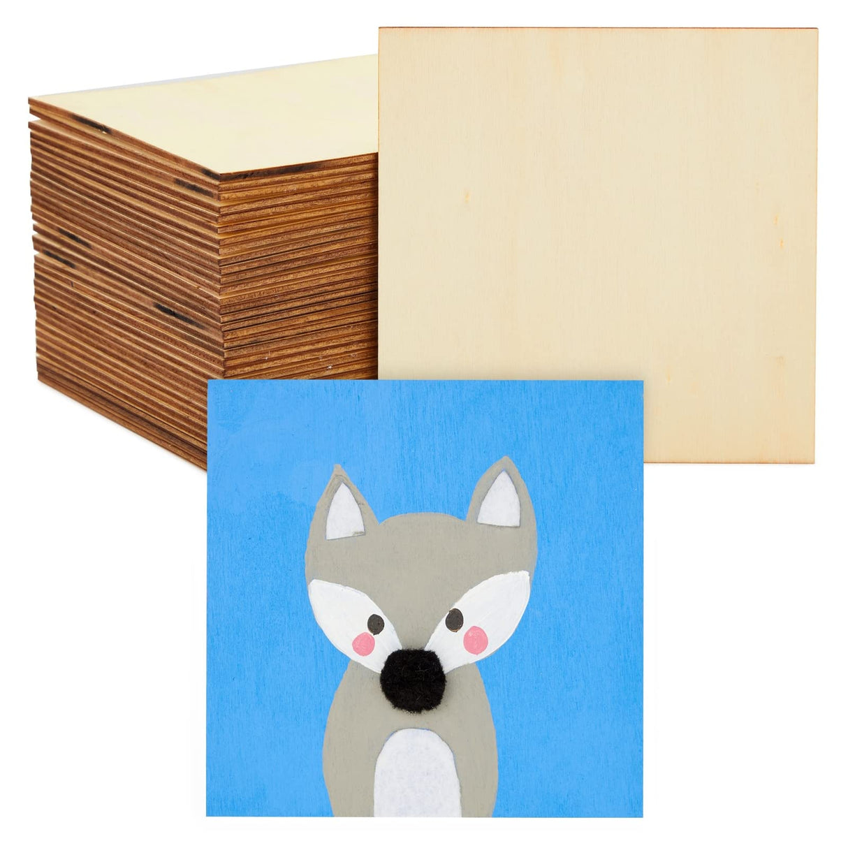 36 Pack 5x5 Wooden Squares for Crafts, Unfinished Wood Tiles for DIY Projects (0.1 in Thick) Bright Creations