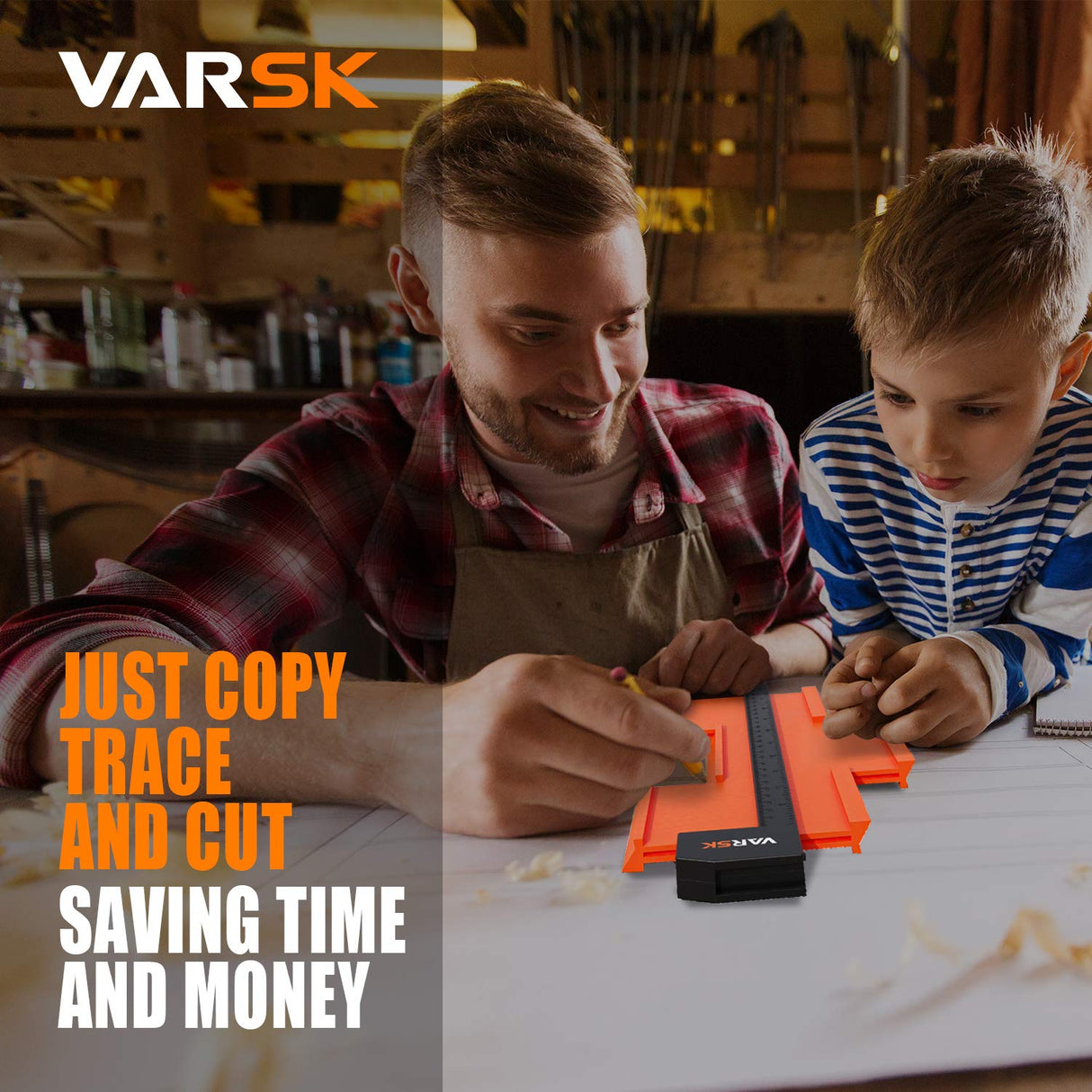 VARSK Contour Gauge Profile Tool with Light 5+10 Inch - Super Gauge Shape and Outline Tool, Gifts for Men Dad Him, Cool Gadgets for Men DIY Handyman, VARSK