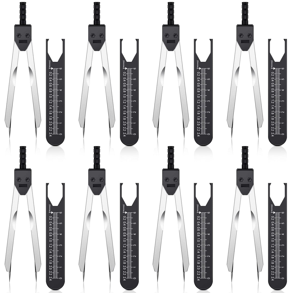 EKG Caliper ECG Calipers Measuring Tool with Ruler Electrocardiogram Drafting Divider for Nursing (Black, 8 Pieces) Frienda