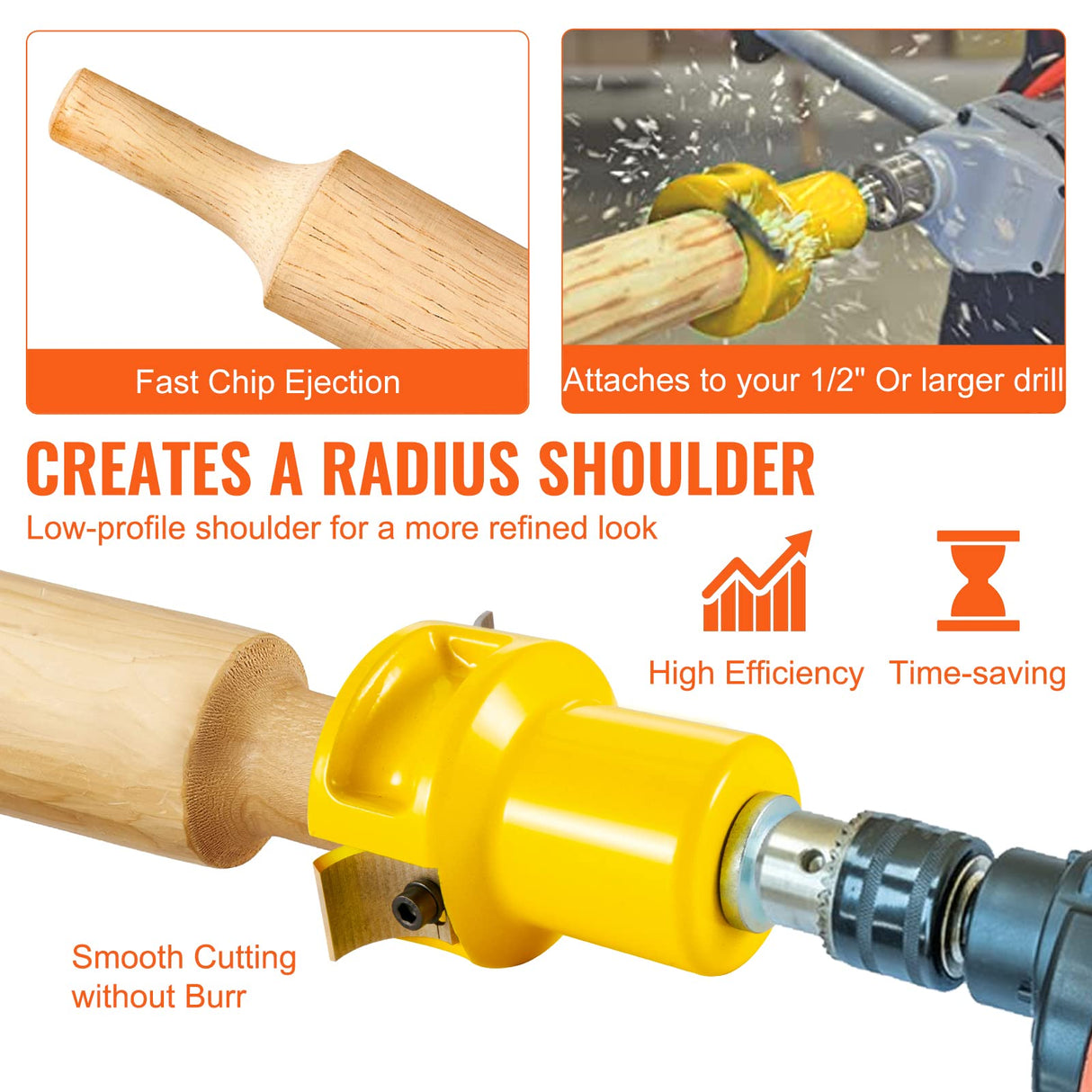 VEVOR Tenon Cutter, 1.5" / 38 mm Diameter, with Dual Curved Blades & Button Screws Home Master Kit, Premium Aluminum & Steel Log Furniture Cutter, VEVOR