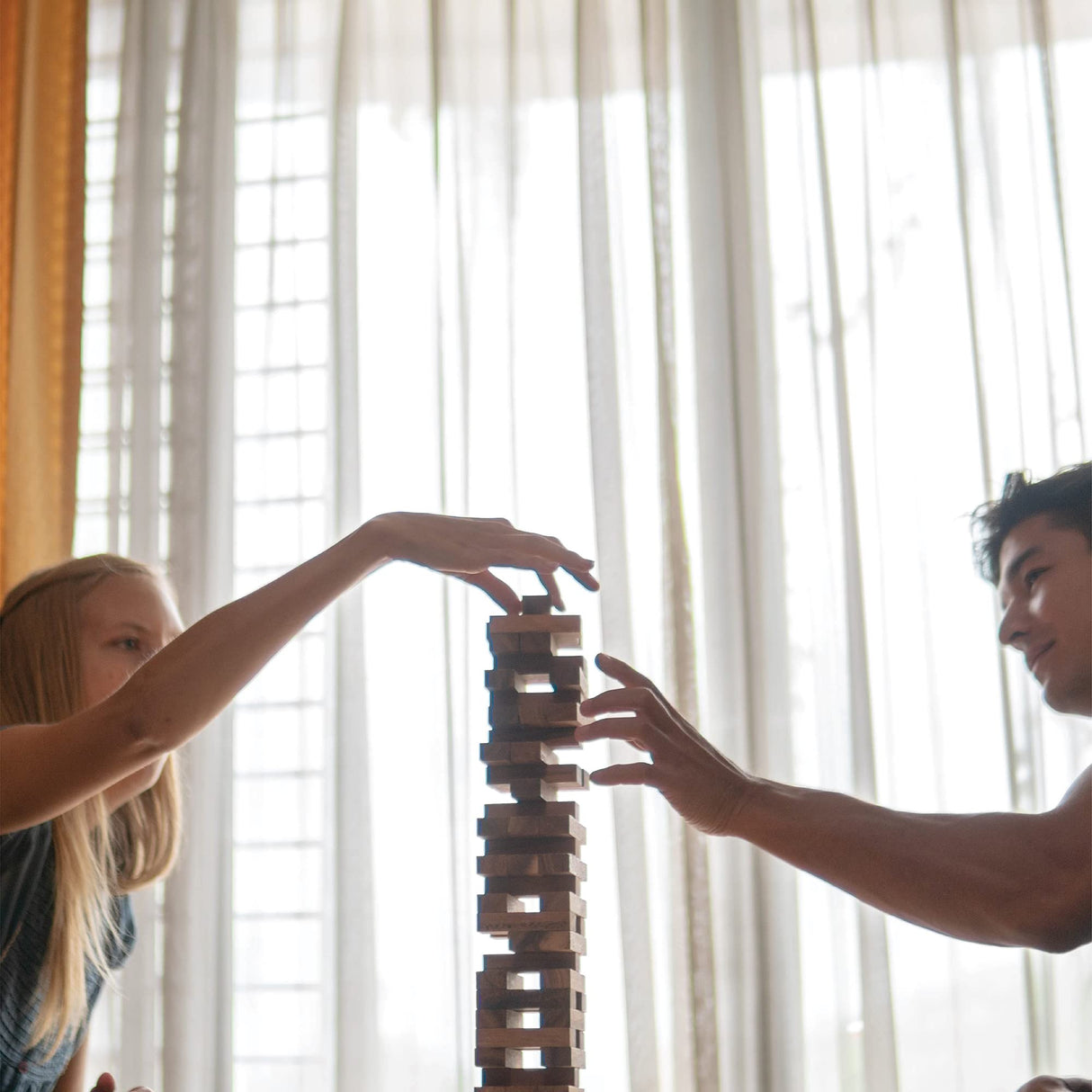 BSIRI Wood Tumbling Tower Game - Ideal for Party Games, Camping Games, Outdoor Games for Adults and Family, Classic Stacking Block Games for BSIRI