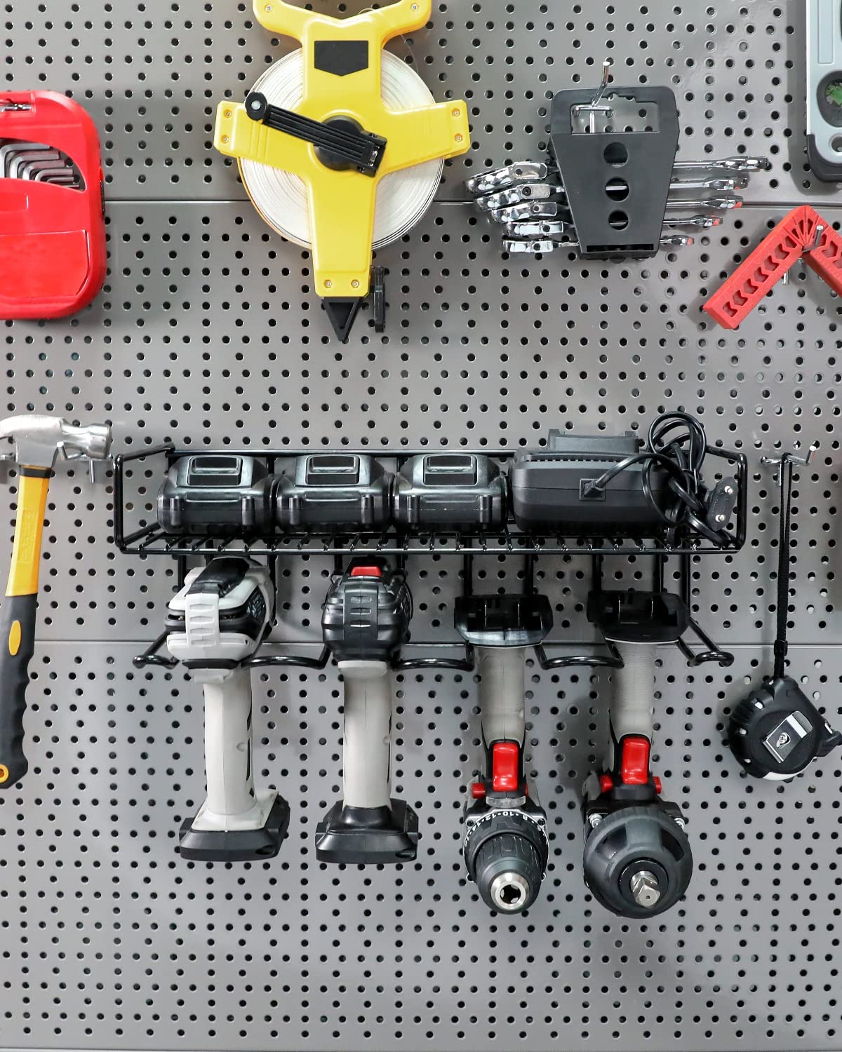 WellMall Garage Organization and Drill Storage - 2 Pack Power Tool Organizer Wall Mount Style, Great for Drill as Tool Utility Shelves / Rack, WellMall