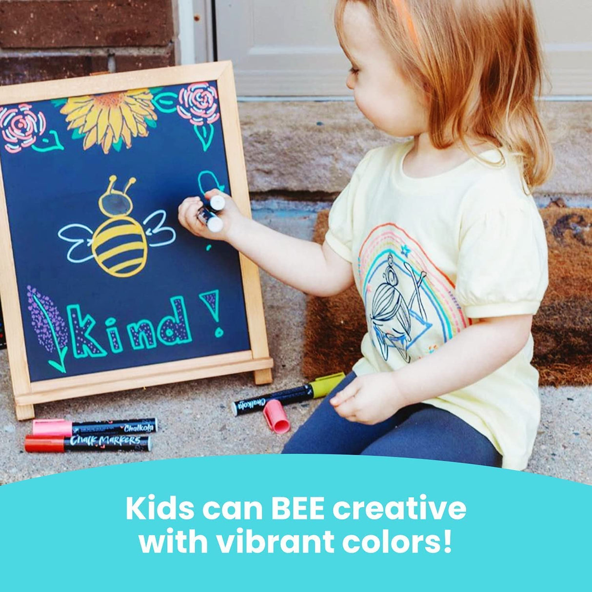 Chalkola Trendy Art Bundle - 6 White + 10 Bold Colors Liquid Markers Chalkola