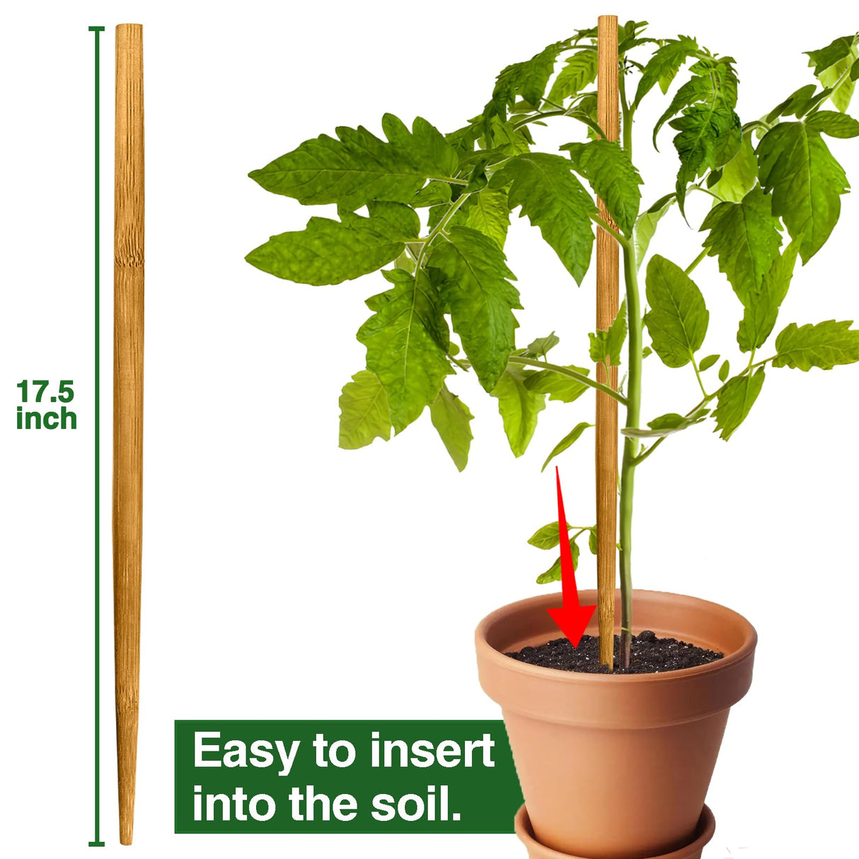 Strong Long Bamboo Plant Stakes for Indoor Plants, 12Pcs Bamboo Sticks for Plants, Plant Sticks Support Tall 18inch, Bamboo Plant Stakes, Garden VIPMORE