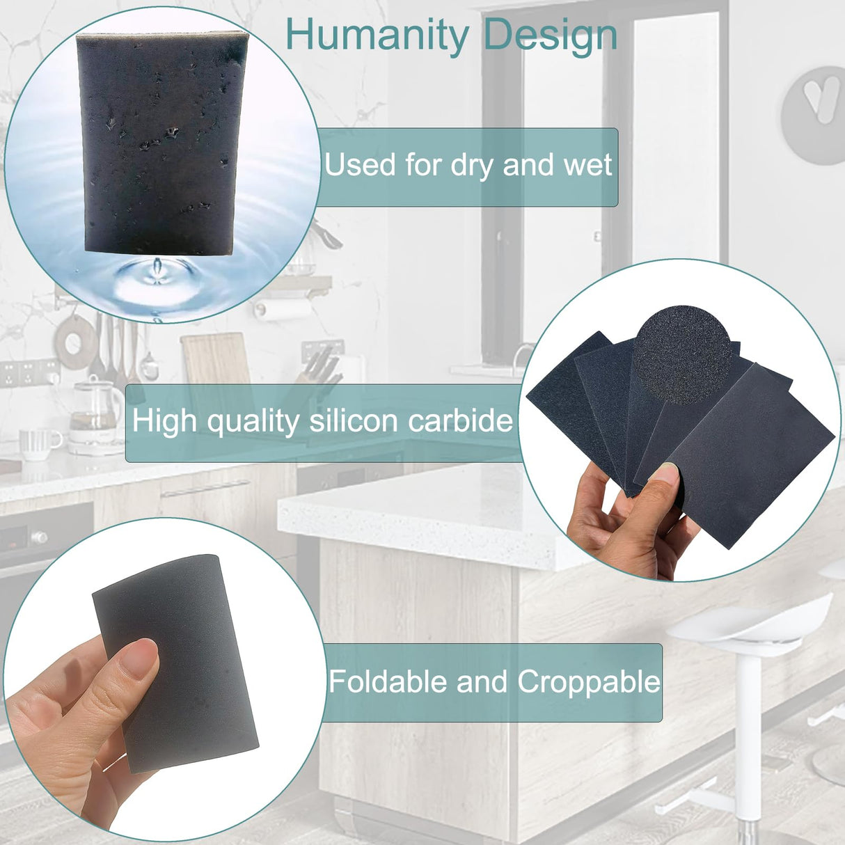 SACKORANGE 20 PCS 3 x 4 Inch 400-3000 Grit Sanding Sponge Set, Ultra Fine Sanding Sponges Pads, Soft Foam Hand Sander Block Wet Dry Sandpaper for SACKORANGE