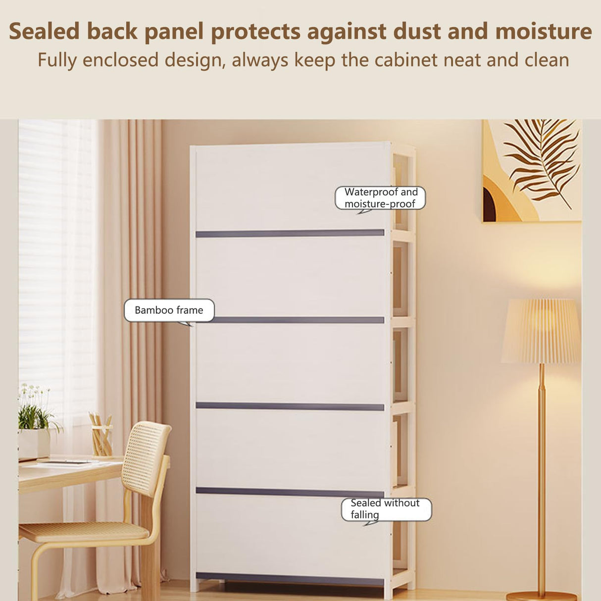 Stranthother 4-Tier Bamboo & Acrylic Curio Display Cabinet for Collectibles Stranthother