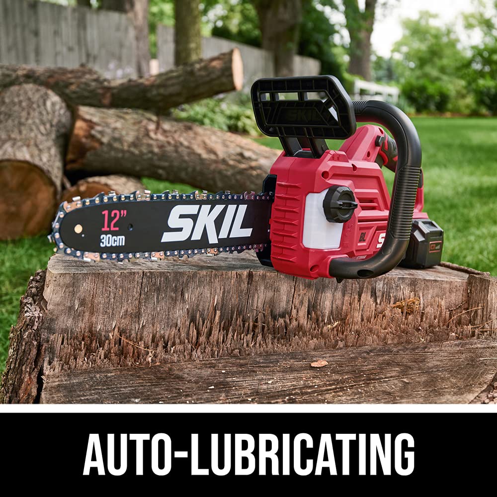 SKIL PWR CORE 20 Brushless 20V 12'' Handheld Lightweight Chainsaw Kit with Tool-free Chain Tension & Auto Lubrication, Includes 4.0Ah Battery and Skil