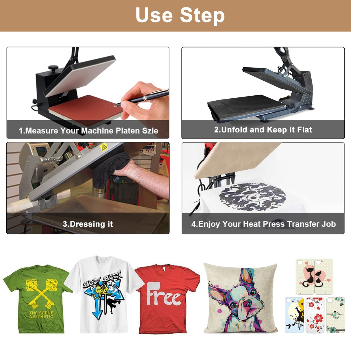 15x15 Heat Press Cover, Non-Stick High Temperature Resistant Sheet Mat Pillow Protector for Protecting Sublimation Heat Pressing Machine Plate TVlifams