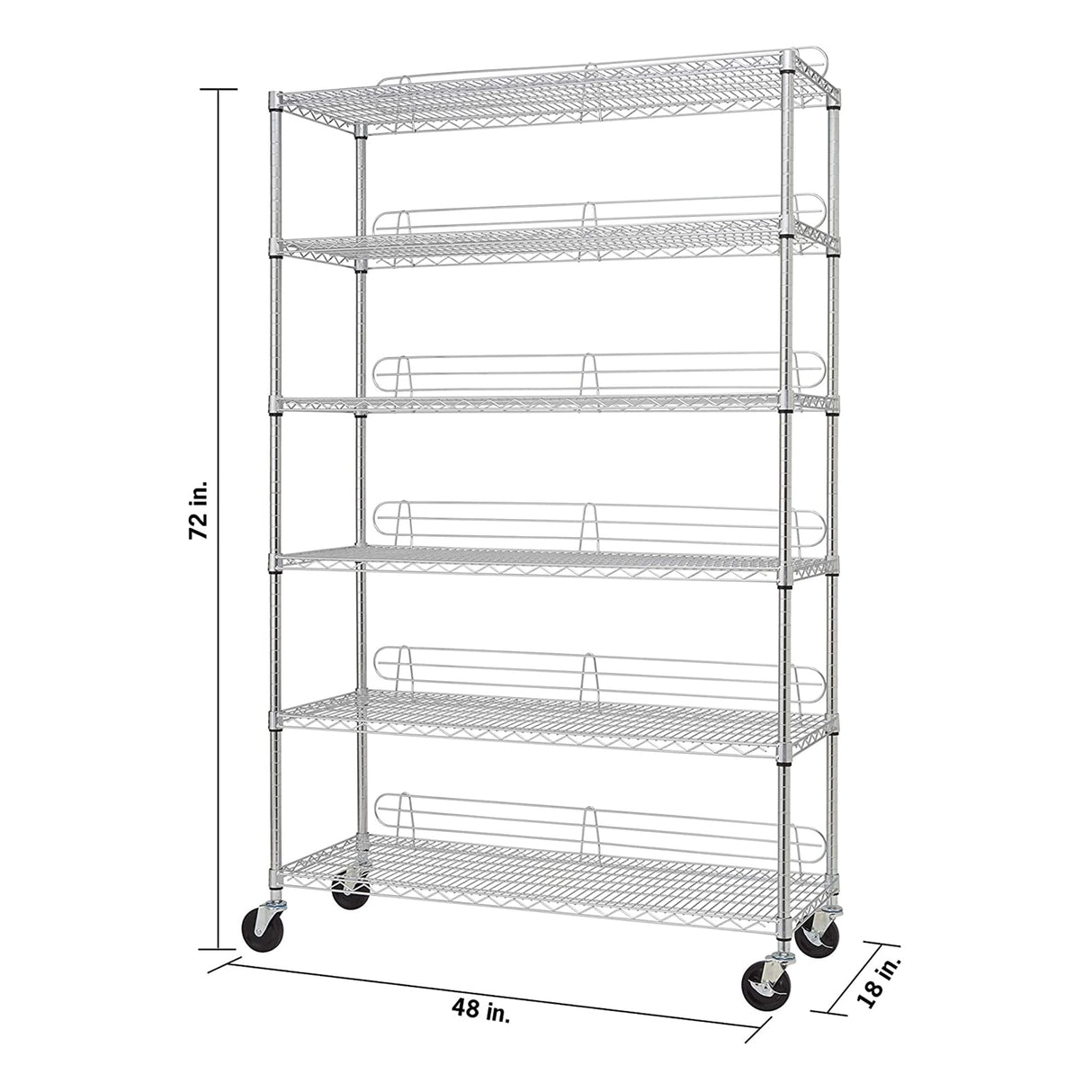 TRINITY EcoStorage Heavy Duty 6-Tier Adjustable Wire Shelving with Wheels and Backstands for Kitchen Organization, Garage Shelving, NSF Certified, TRINITY