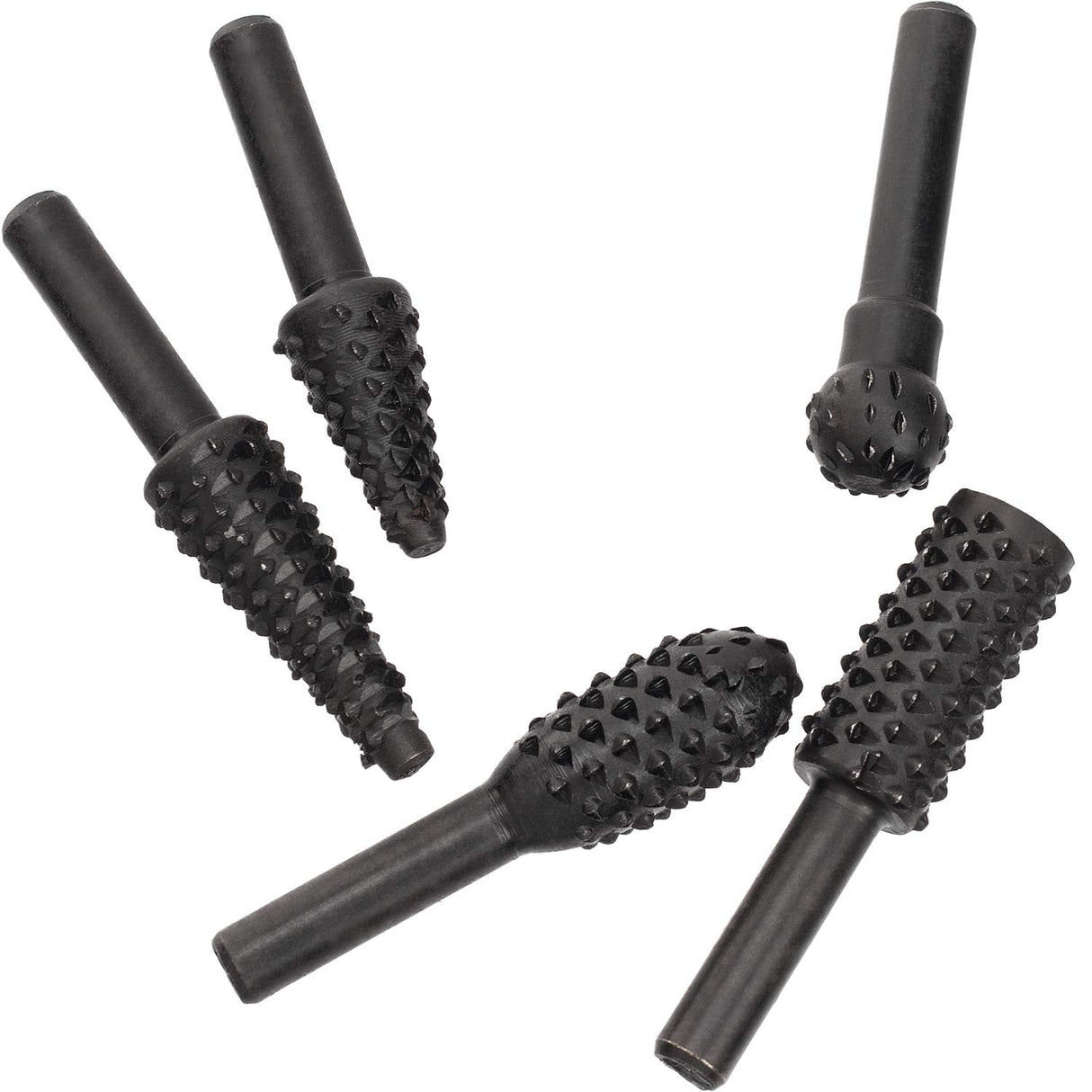 OIIKI 5 PCS Woodworking Twist Drill Bits, Wood Carving File Rasp Drill Bit, with 1/4" Shank Tool Rasp Chisel Shaped Rotating Embossed Grinding Head OIIKI
