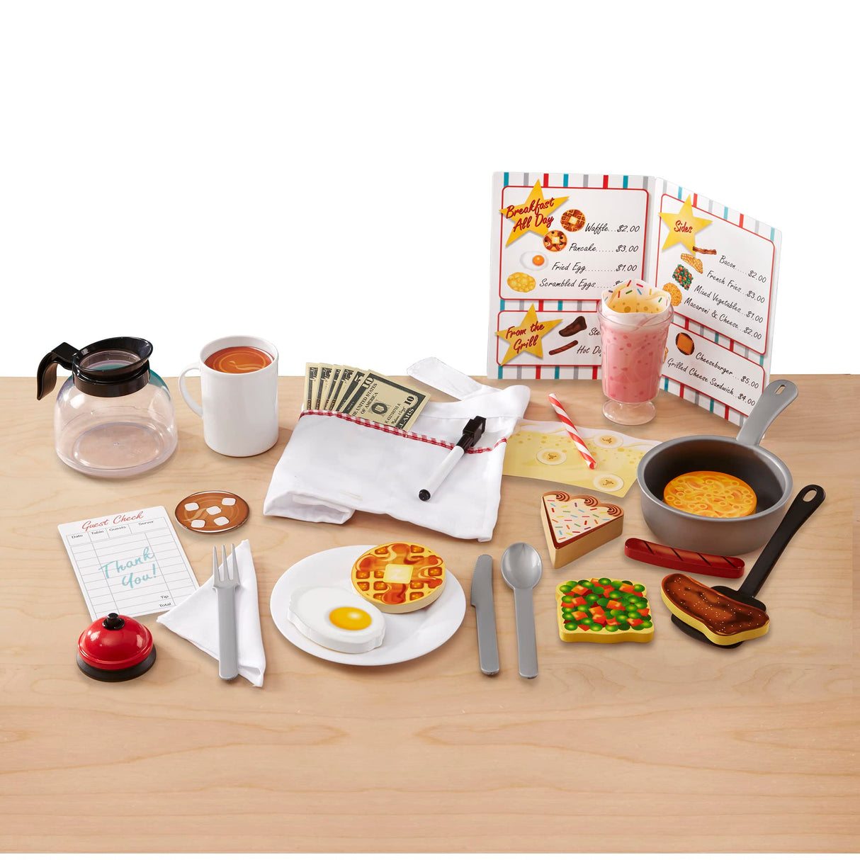 Melissa & Doug Star Diner Restaurant Play Set (41 pcs) - Pretend Play Food, Restaurant Toy Set With Cookware, Utensils For Kids, Diner Playset for Melissa & Doug