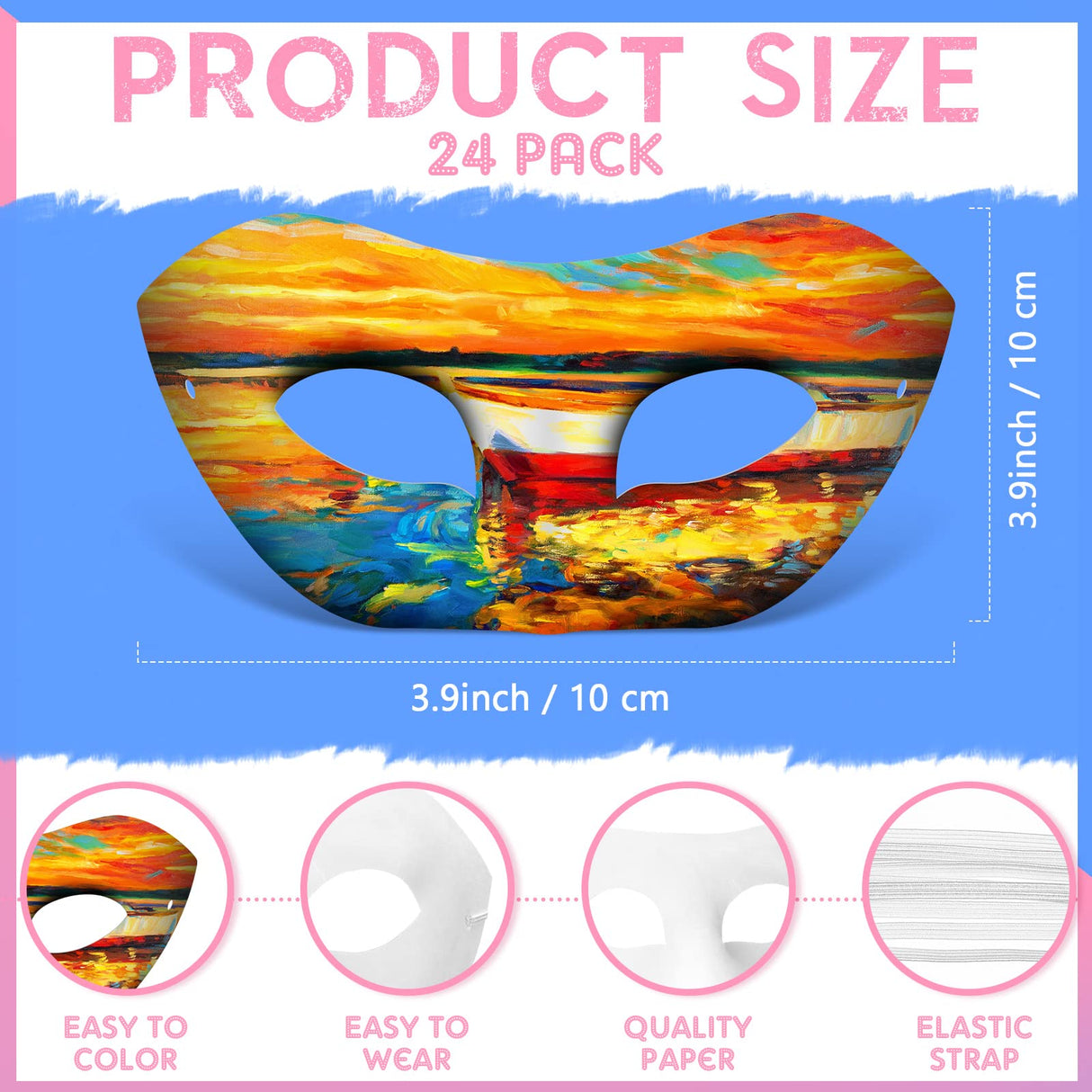 Leyndo 24 Pack Paper Mache Art Masks and 1154 Pcs Gem Stickers Self Adhesive Jewels Stickers Half Face White Craft Masks DIY Blank Masks Set for Leyndo