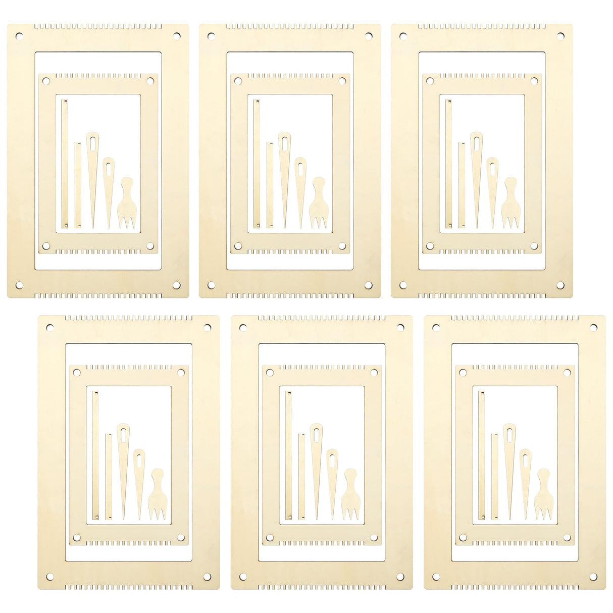 Thyle 6 Sets Rectangle Weaving Loom Kit 5.3 x 7.8'', 7.9 x 11.8'' Wood Weaving Loom with Needles and Tools DIY Looms for Weaving Kids Adult Beginners Thyle