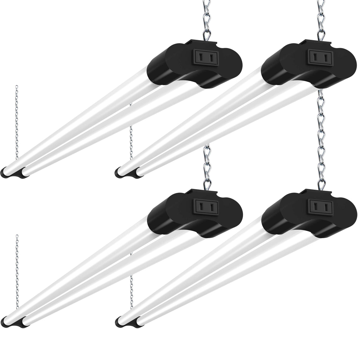 BBOUNDER 4 Pack Linkable LED Utility Shop Light, 4 FT, 4000 LM, 48 Inch Integrated Fixture for Garage, 40W Equivalent 250W, 5000K Daylight, Surface + BBOUNDER