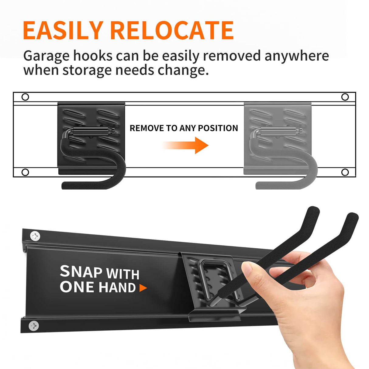 Garage Tool Organizer Wall Mount 11 PCS, Yard Garden Tool Organizer, Adjustable Garage Organizers with 8 Heavy Duty Hooks, Max Load 500lbs Garage Ailadl