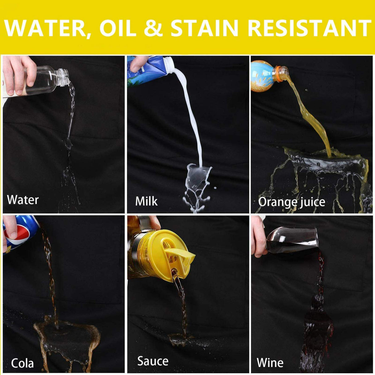 Will Well Chef Apron for Men and Women Professional for Cooking With Pockets - Adjustable - Bib Aprons - Water & Oil Resistant - 1 Pack, Black Will Well