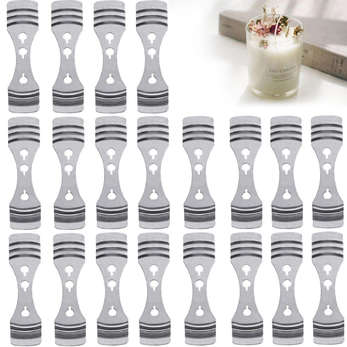 DINGPAI 20pcs Metal Candle Wick Centering Devices, Silver Stainless Steel Candle Wick Holder for Candle Making DINGPAI