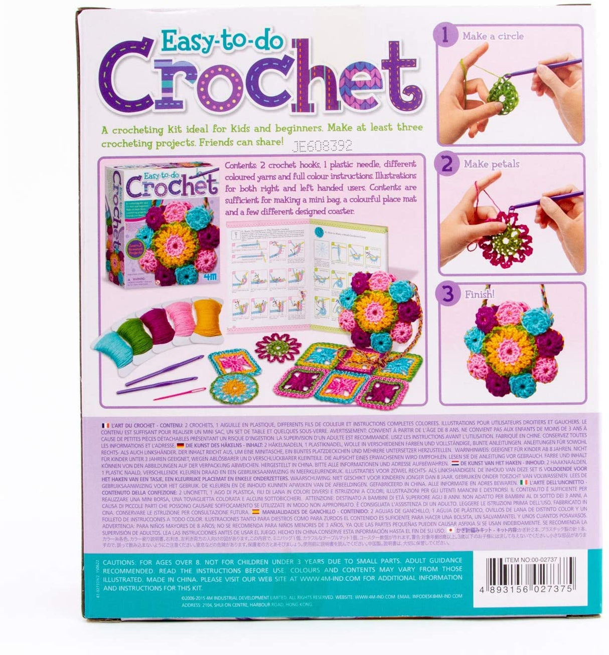 4M 3625 Easy-To-Do Crochet Kit - DIY Arts & Crafts Yarn Gift for Kids & Teens, Boys & Girls 4M