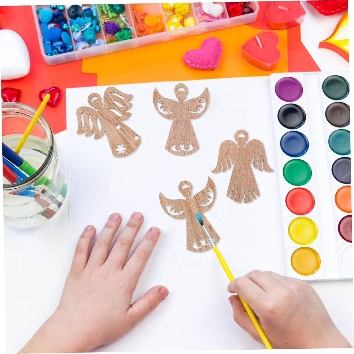 MAGICLULU 50pcs Wooden Angel Pendant Unfinished Wooden Chips Angel Wings for Crafts Christmas Wood Cutouts Blank Angel Wing Angel Christmas Ornaments MAGICLULU