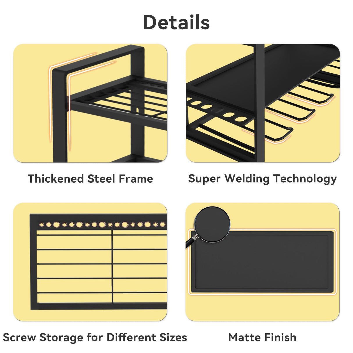 jsyonii Power Tool Organizer-4 Layers Wall Mount Garage Tool Storage Rack, 8 Drill Holder Metal Heavy Duty Tool Storage Rack, Tool Shelf with Pliers jsyonii