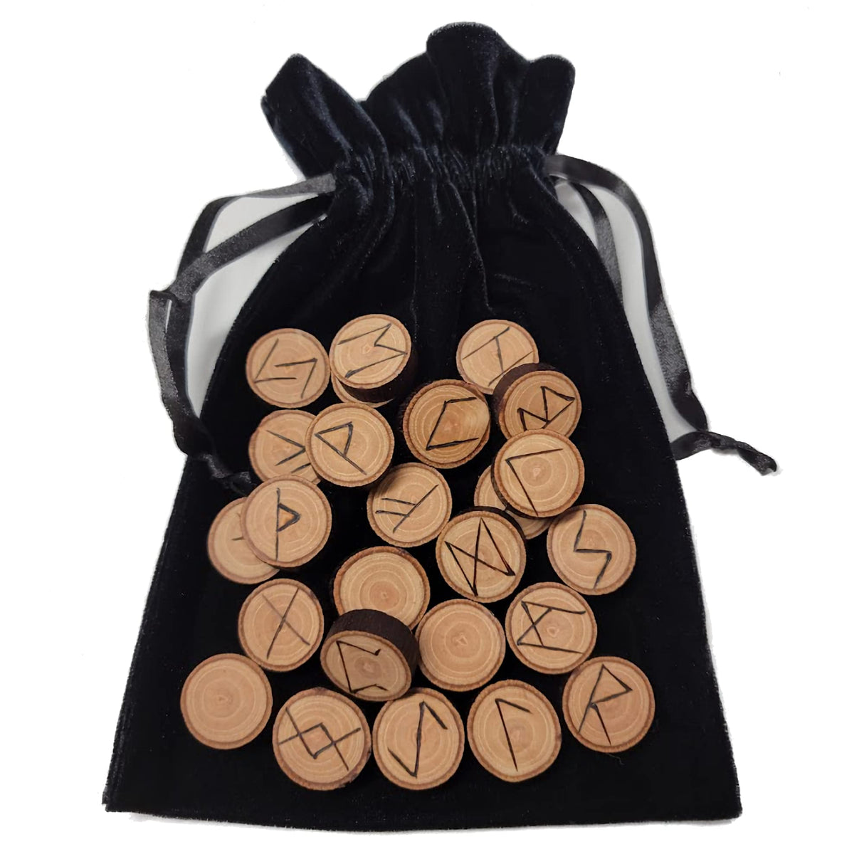 Wooden Runes Set Hickory Round with Booklet Carved Elder Furthark Alphabet Viking Runes for Divination and Healing… (Hickory Round) The Healer's Way