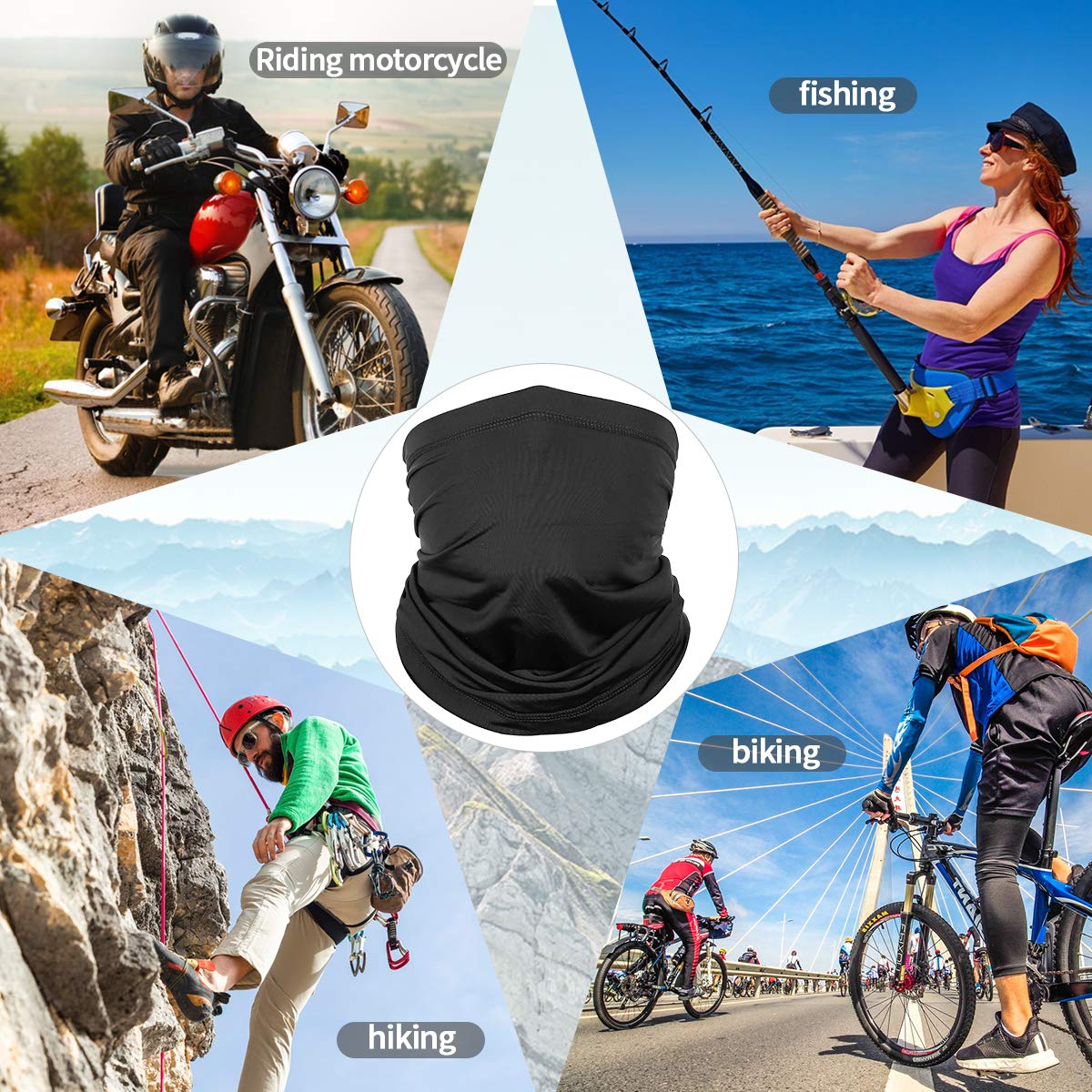 Achiou Neck Gaiter Face Mask Scarf Dust Sun Protection Cool Lightweight Windproof, Breathable Fishing Hiking Running Cycling Achiou
