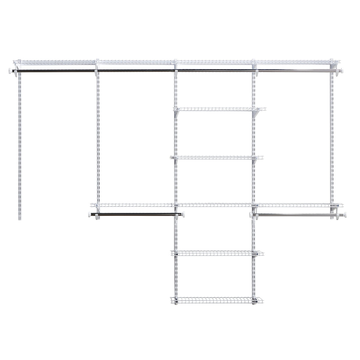Rubbermaid Configurations Deluxe Closet Kit, White, 4-8 Ft., Wire Shelving Kit with Expandable Shelving and Telescoping Rods, Custom Closet Rubbermaid