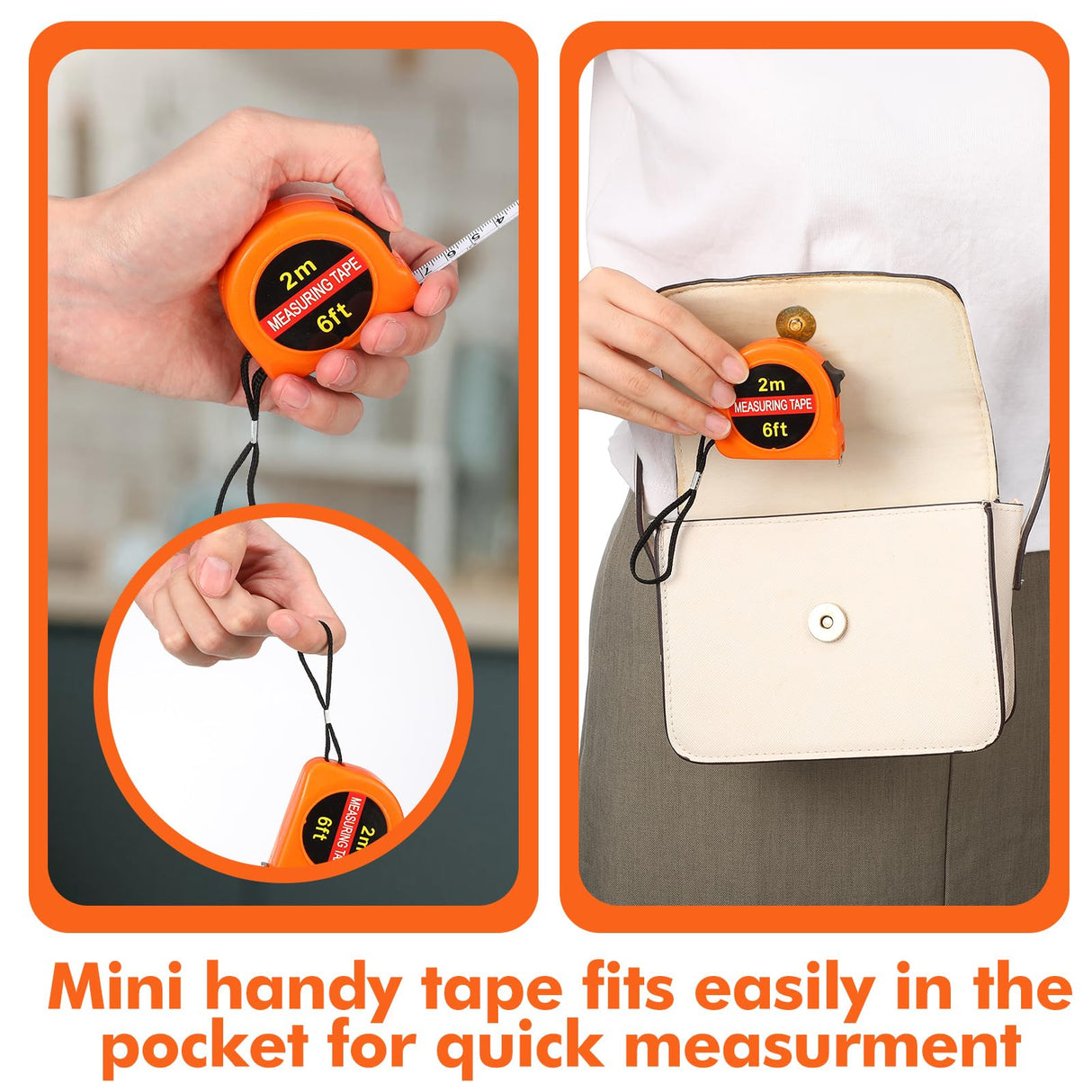 Copkim 50 Pcs Small Tape Measure Keychain Mini Measuring Tape Retractable 6ft 2m, Metric and Inch, Lot Bundle Retractable Handy Pocket Tape Mini Copkim